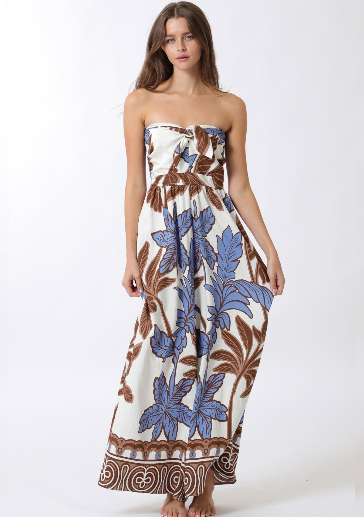 Tie Front Chest Tube Elastic Back Waisted Jumpsuit Aakaa