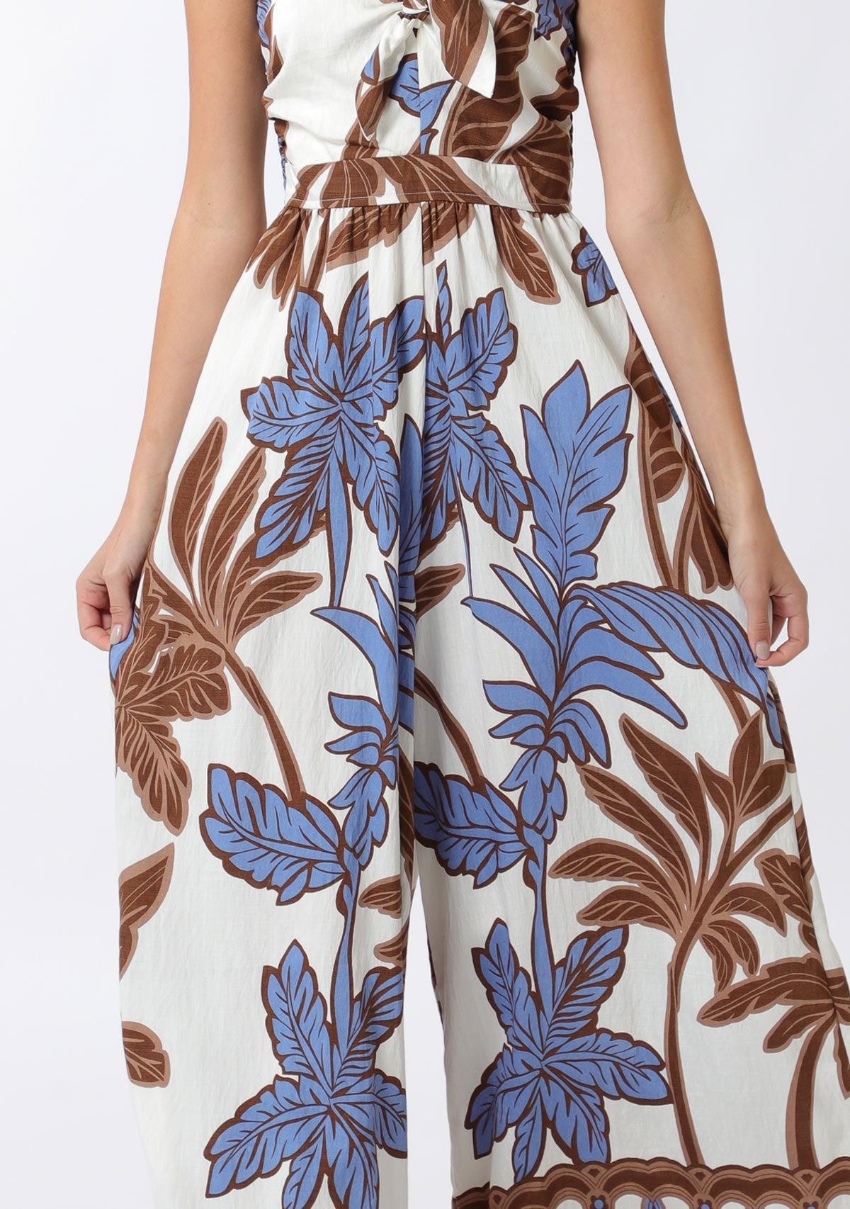 Tie Front Chest Tube Elastic Back Waisted Jumpsuit Aakaa