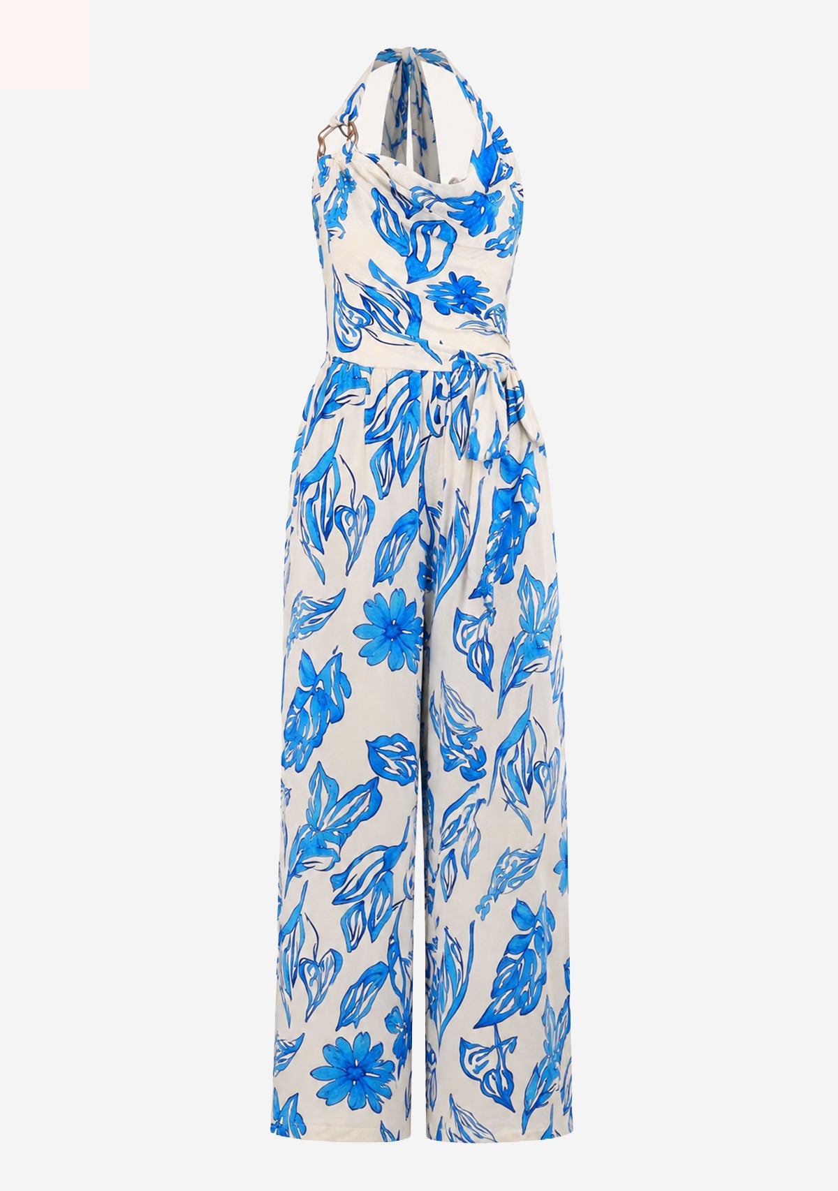 Halter Tia Back Chest Elastic Back Waisted Jumpsuit Aakaa
