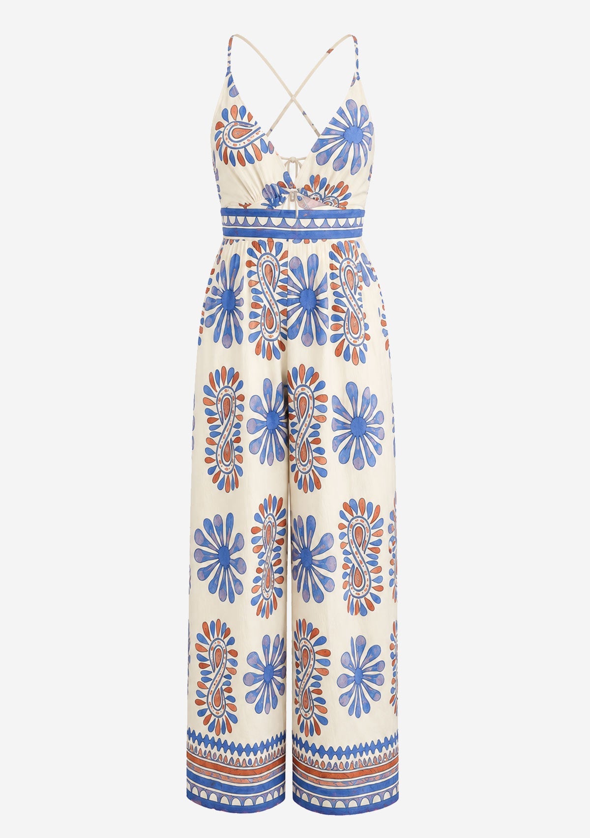 Sleeveless Tie Back Chest Elastic Back Waisted Jumpsuit Aakaa