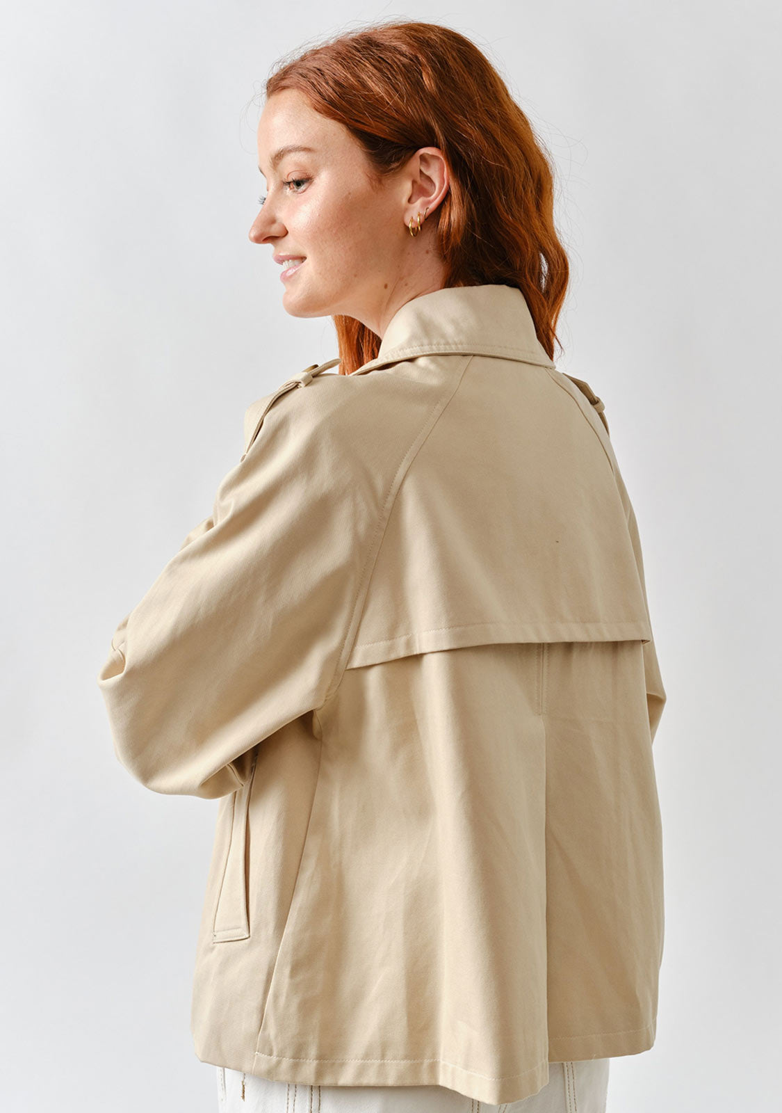 Half Trench Double Button Jacket Tan