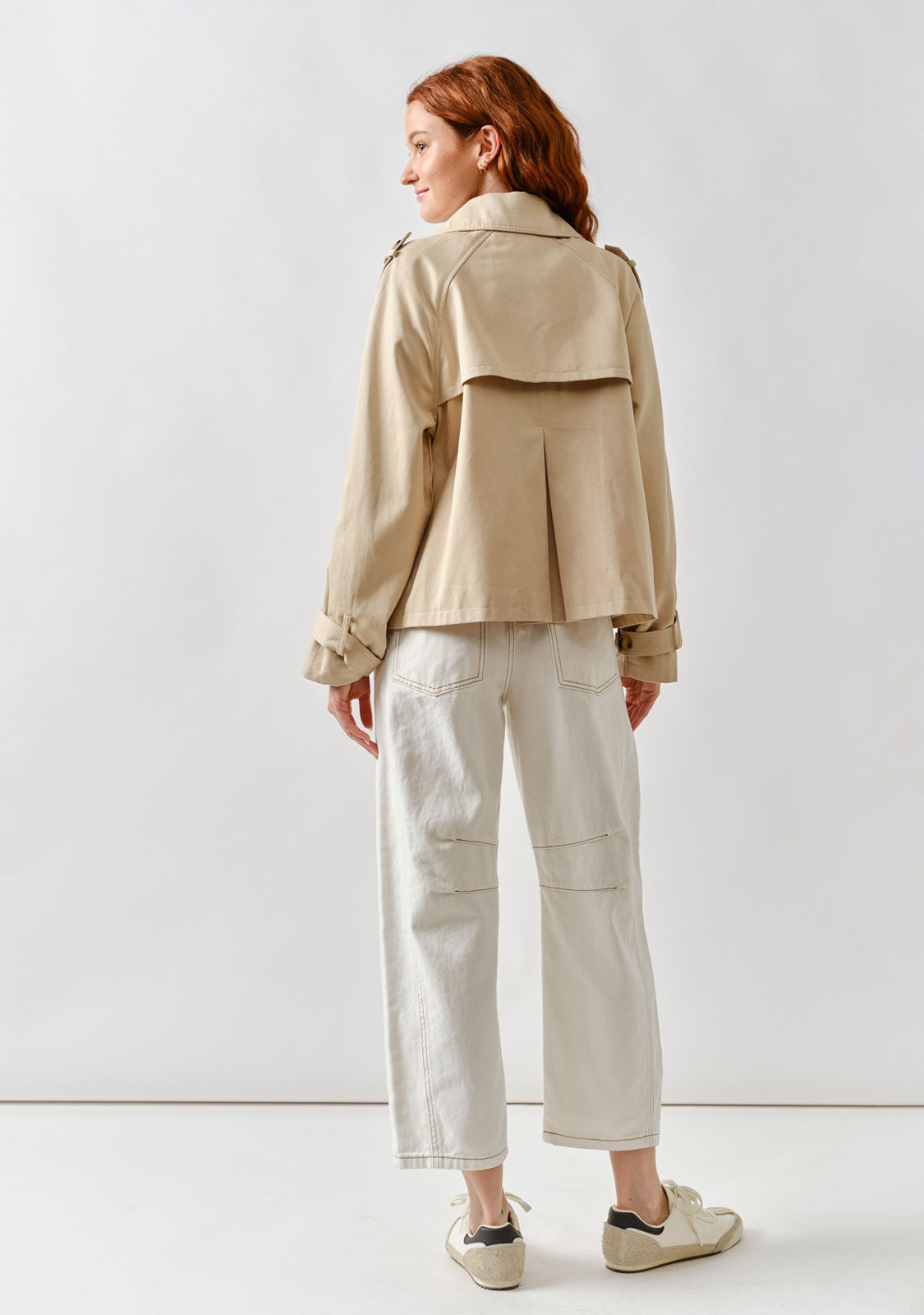 Half Trench Double Button Jacket Tan