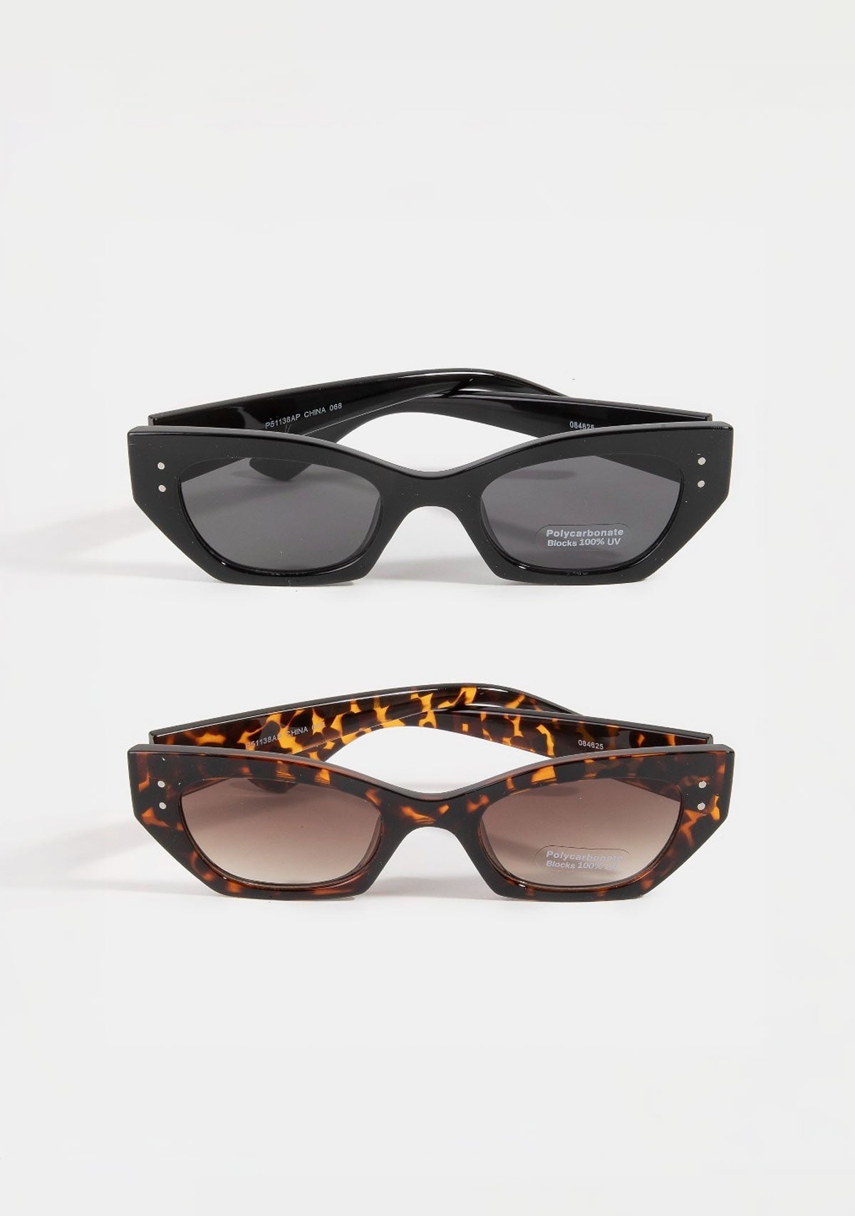 Angular Cat Eye Rivet Detail Sunglasses Fame Accessories