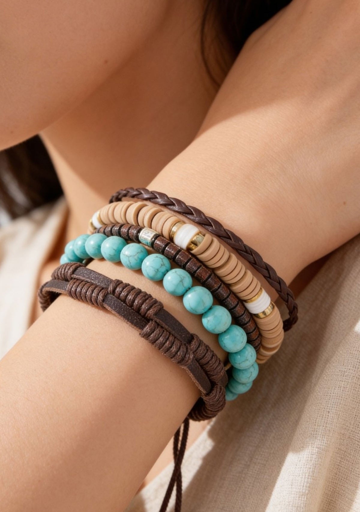 Assorted Beads And Braids Bracelet Fame Accessories