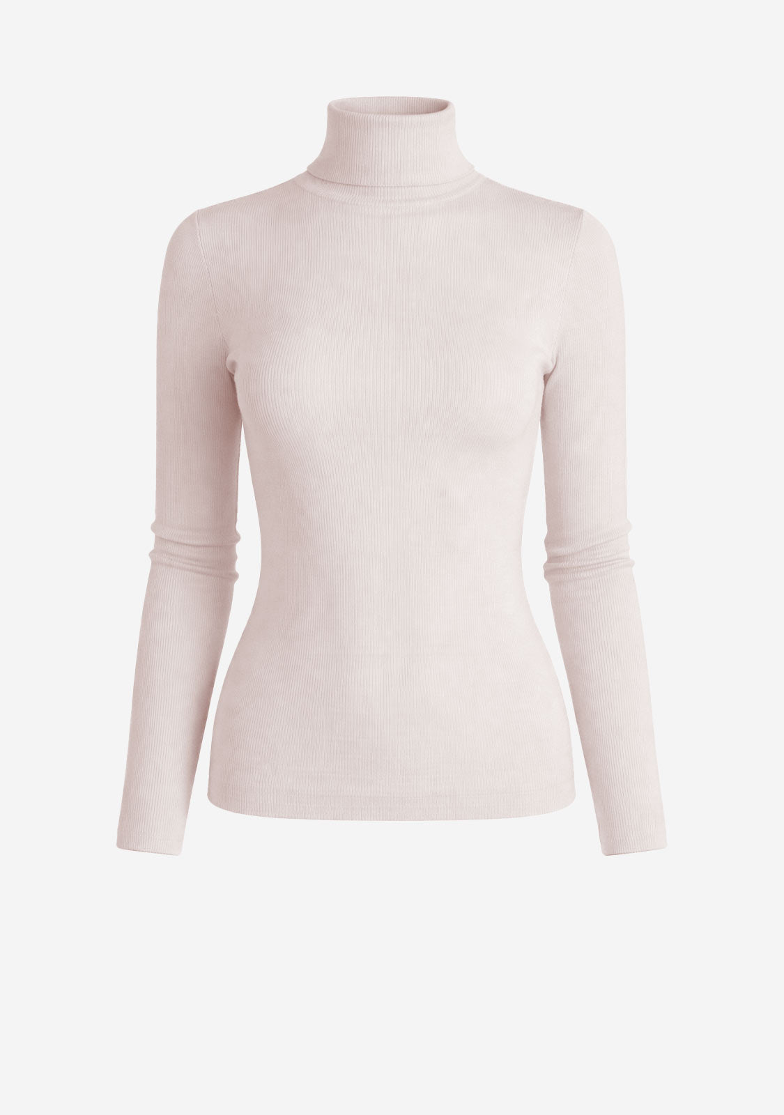 Fitted Rib Knit Turtleneck Pink