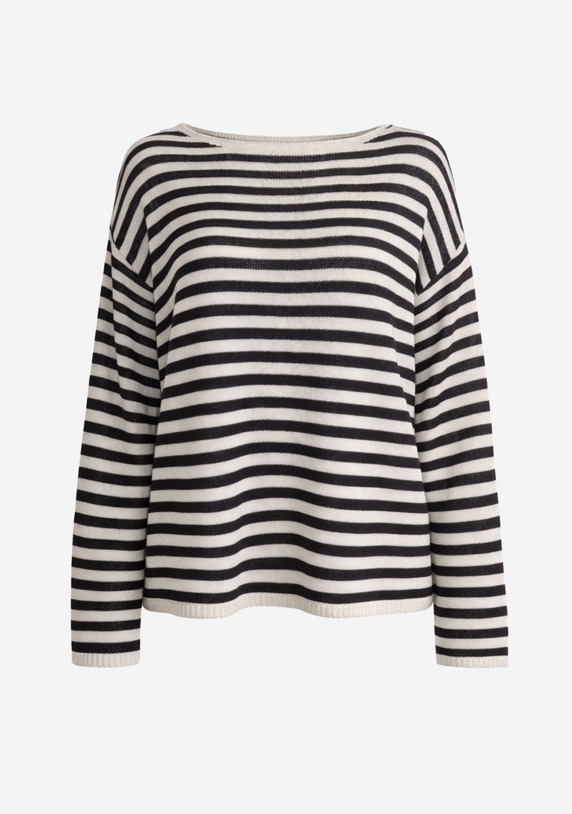 Striped Boatneck Knit Pullover Stripes