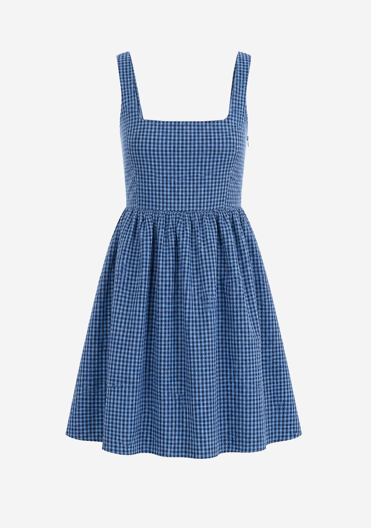 Gathered Checker Mini Baby Doll Dress Navy Audrey 3+1