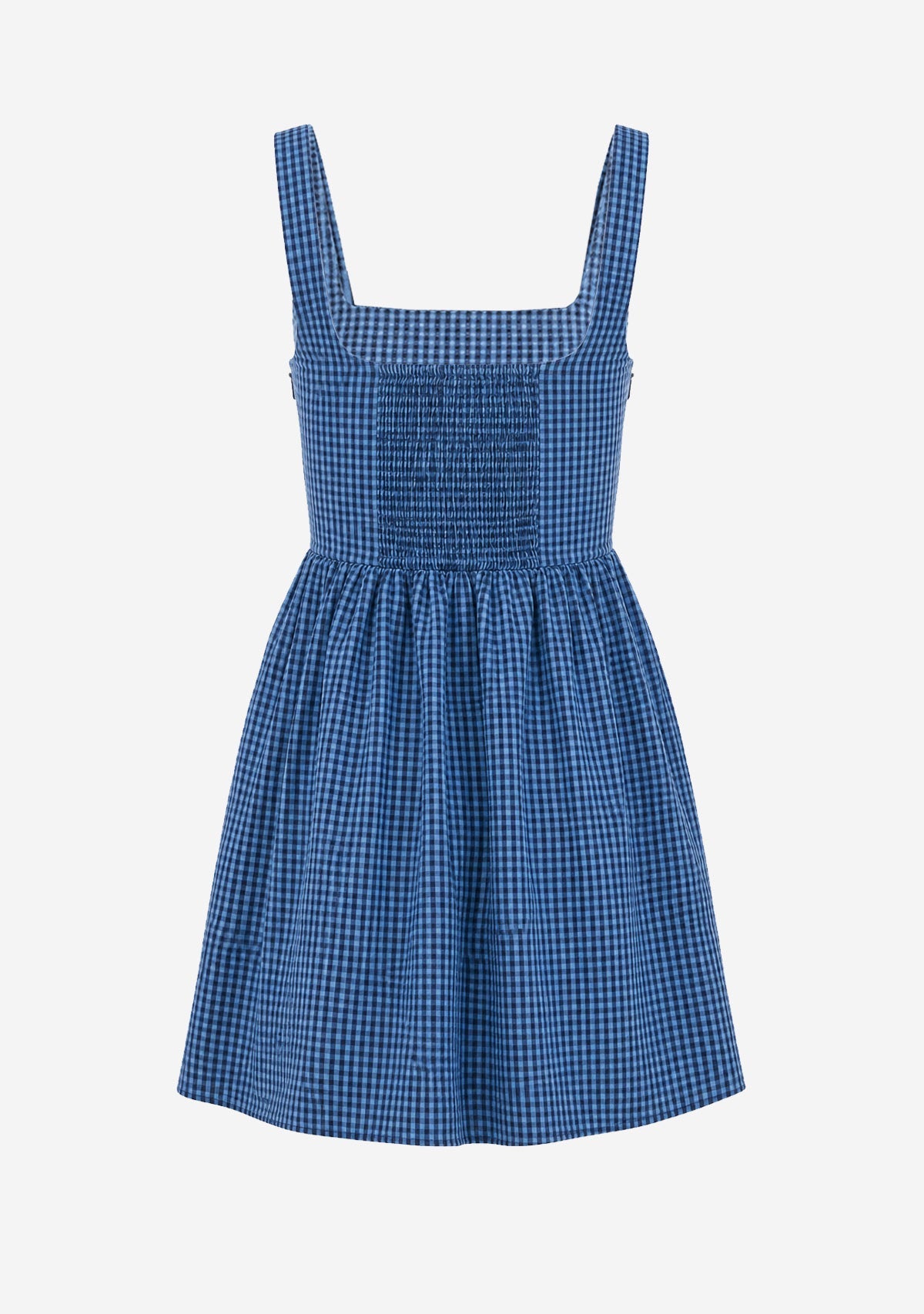 Gathered Checker Mini Baby Doll Dress Navy Audrey 3+1