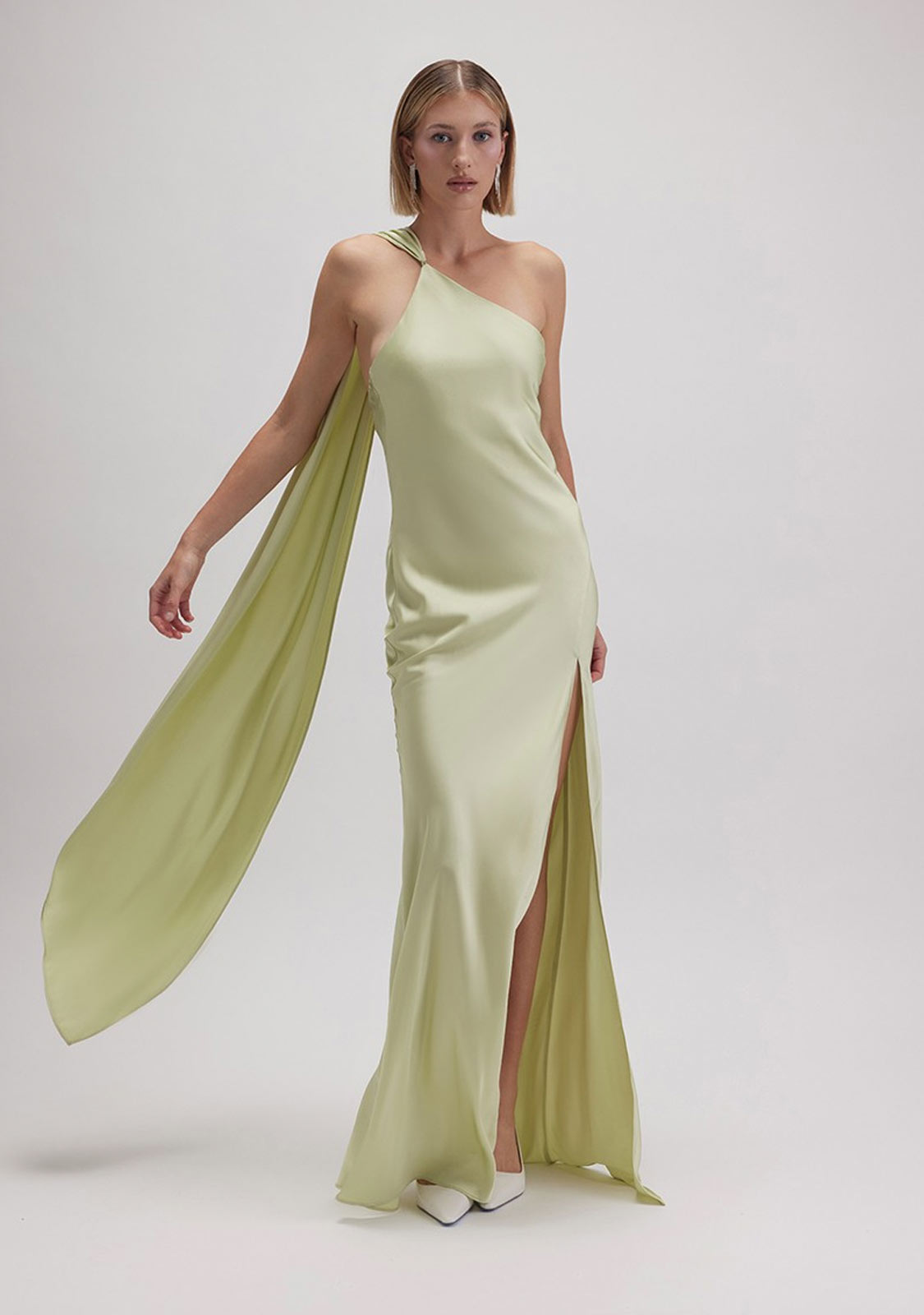 Ayse Long Scarf Dress Light Sage