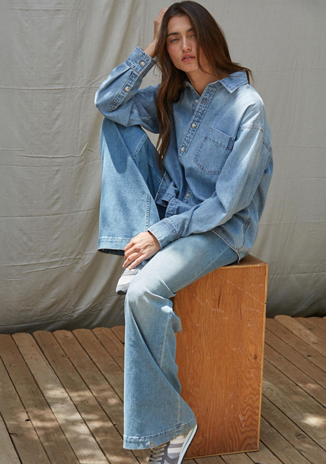 Chemise en denim bleu Brookings à boutons