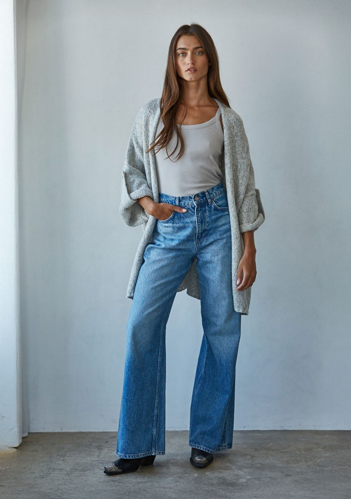 Robin Open Front Cardigan Light Heather Grey