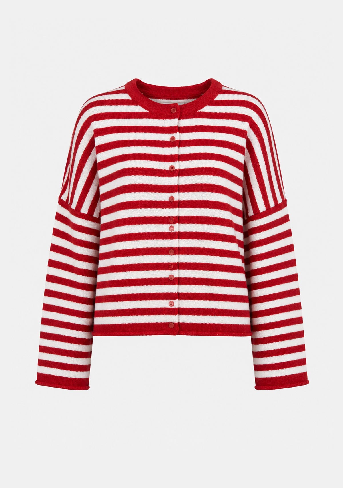 Channel Knit Cardigan Red Ivory By Together