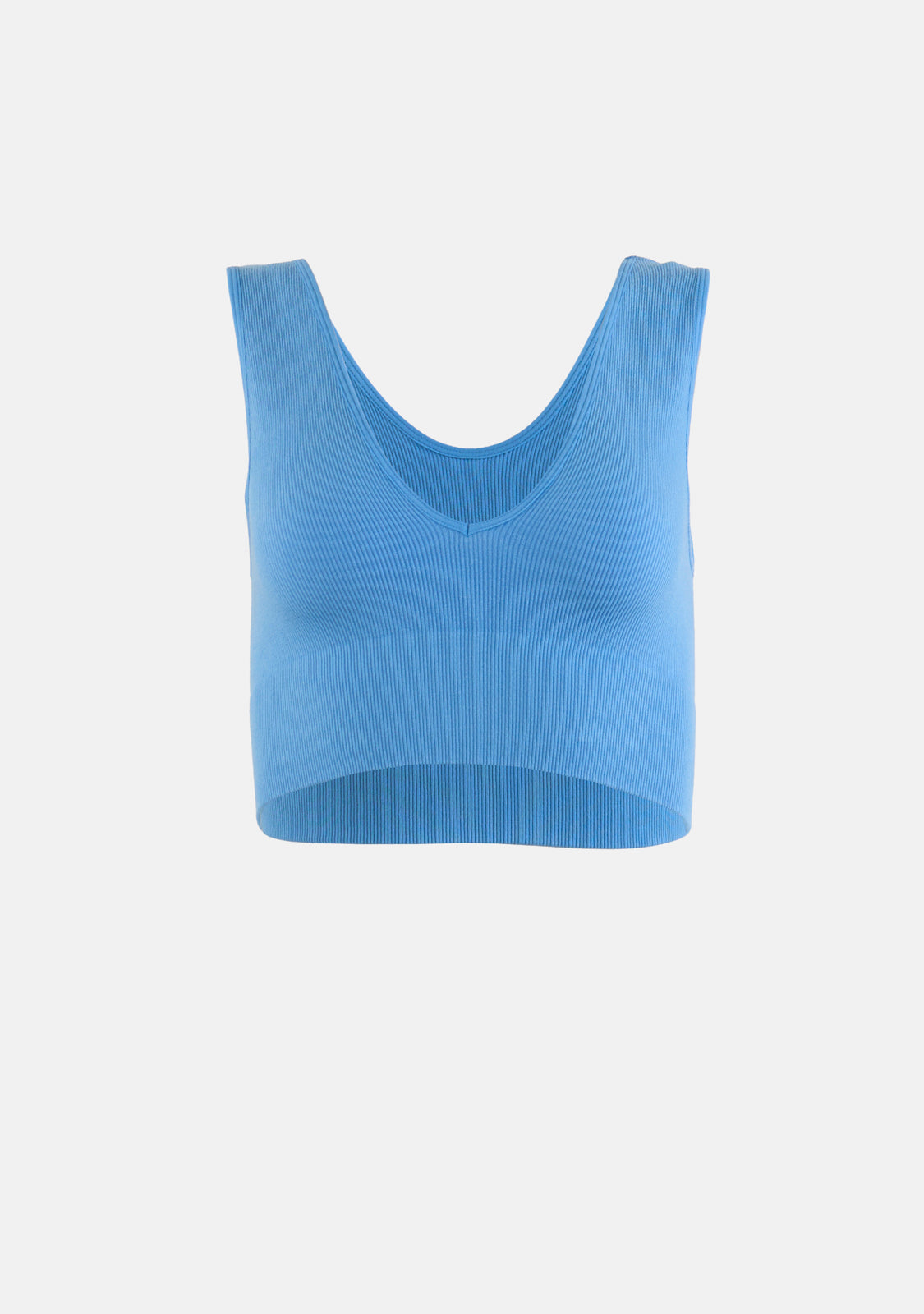 Seamless Ribbed V Neck Crop Tank