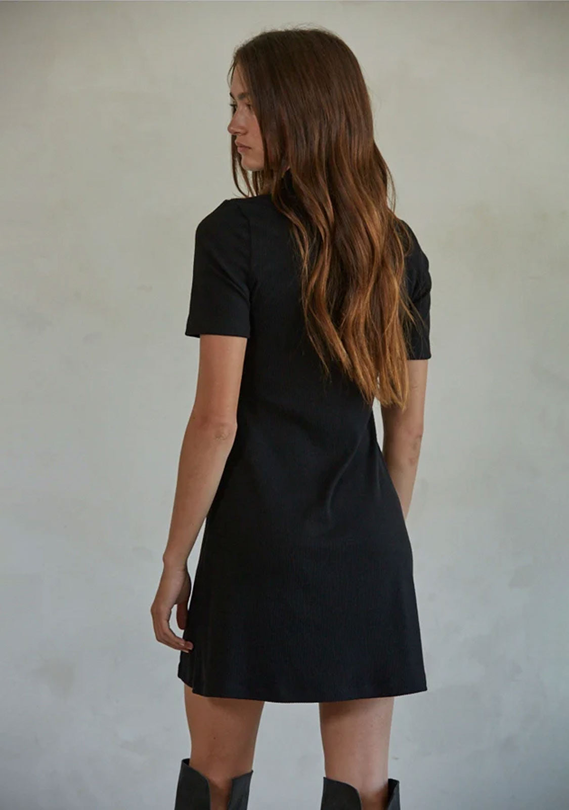 Short Sleeve Mock Neck Mini Dress