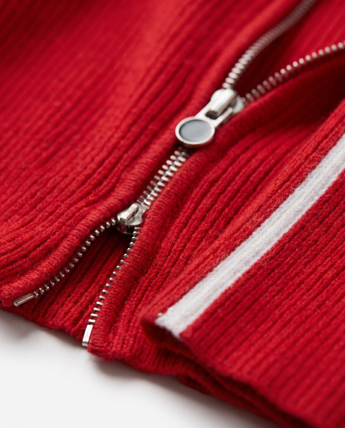 Cropped Zip Front Cardigan Red Slow High