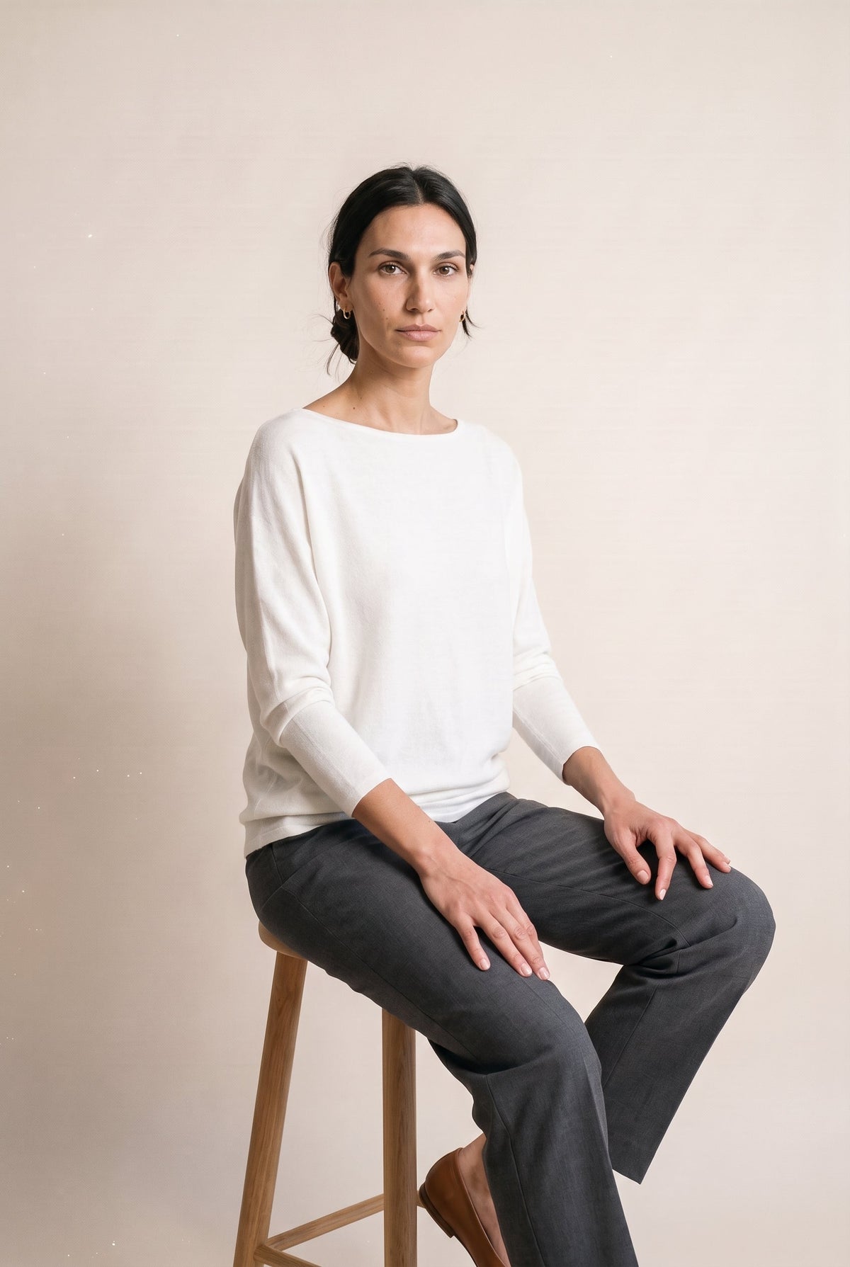 Off Shoulder Dolman Slv Tunic Ivory audrey