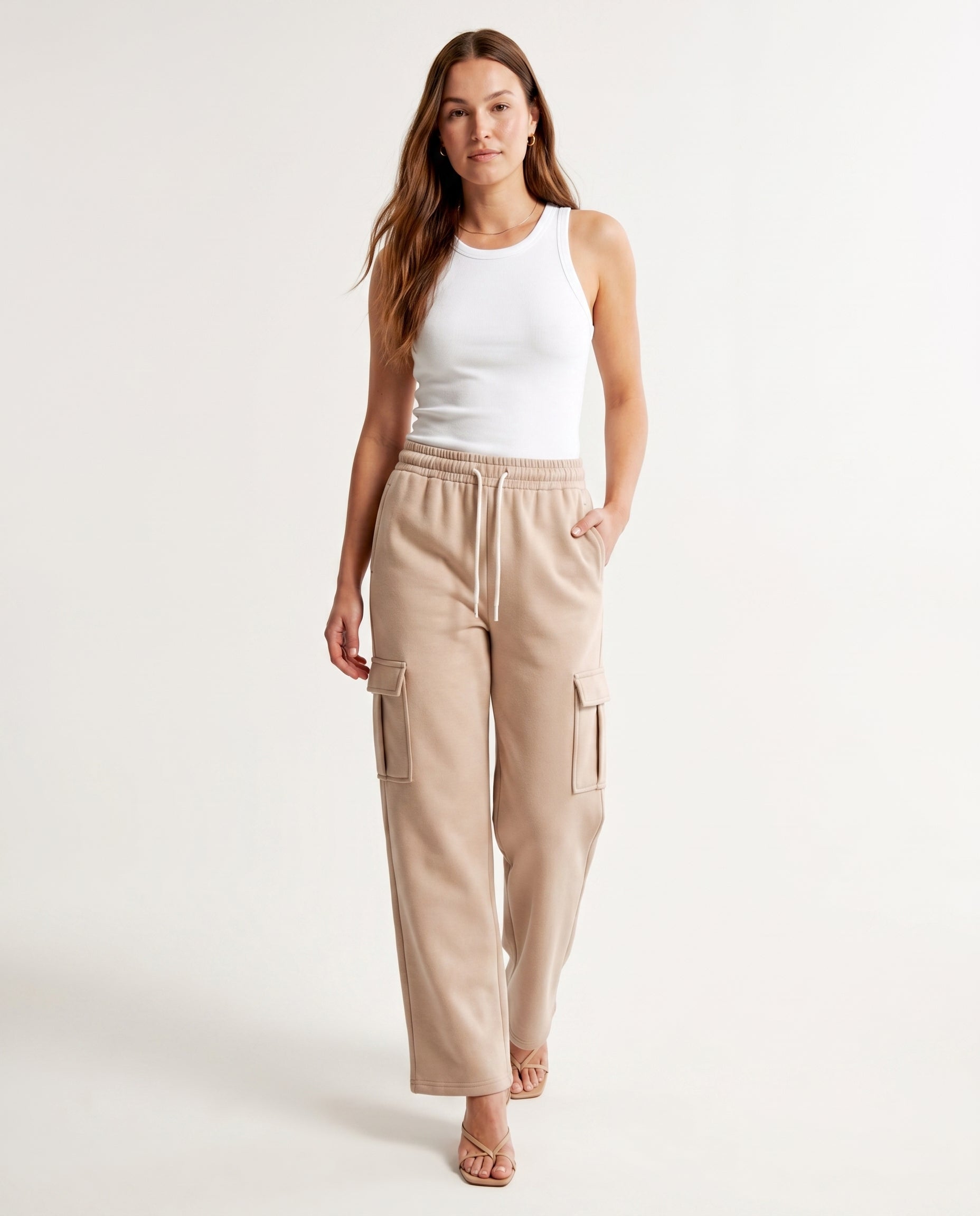 Cargo Jogger Pants Beige Slow High
