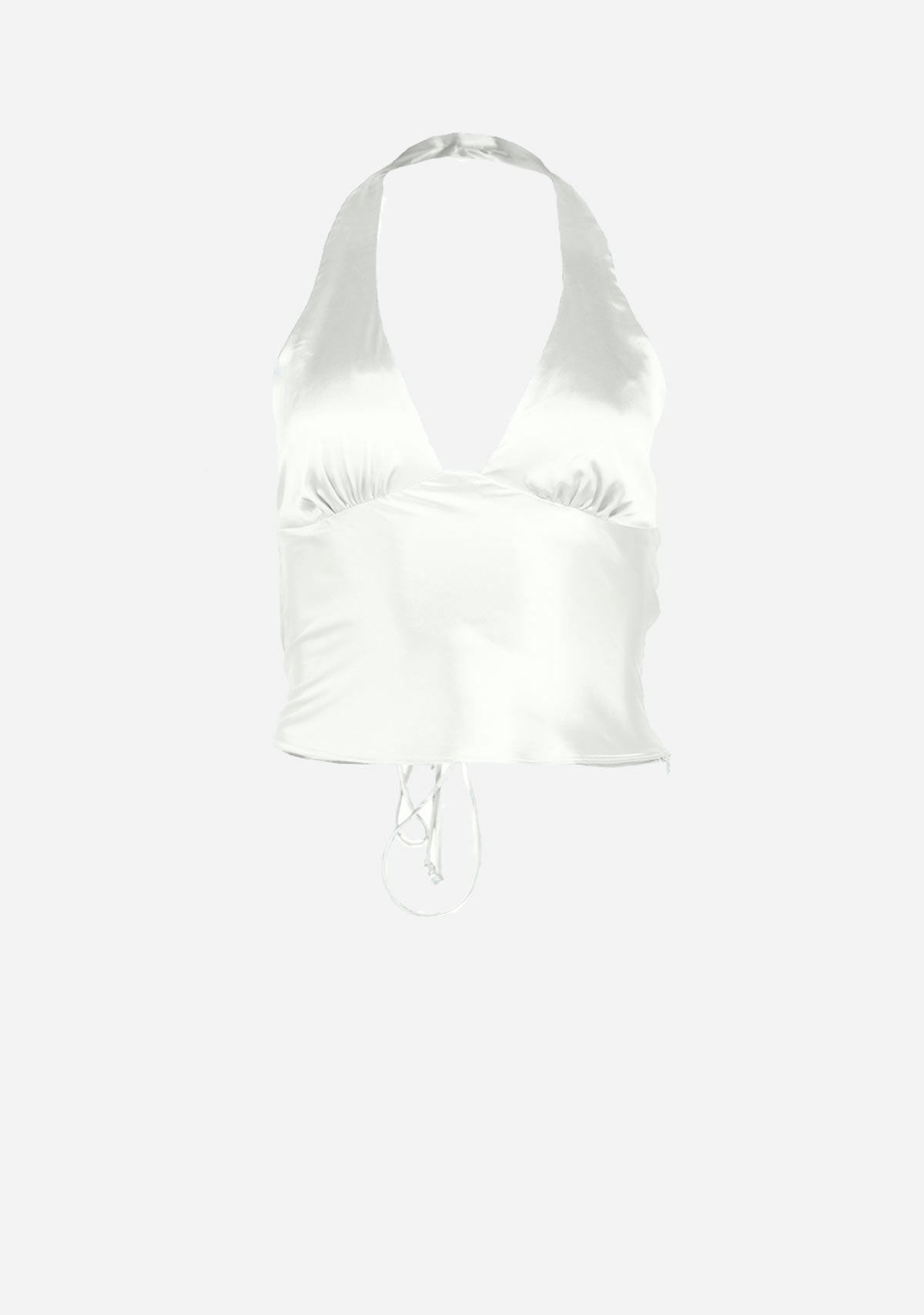 Satin Plunge Halter Top Cotton Candy LA