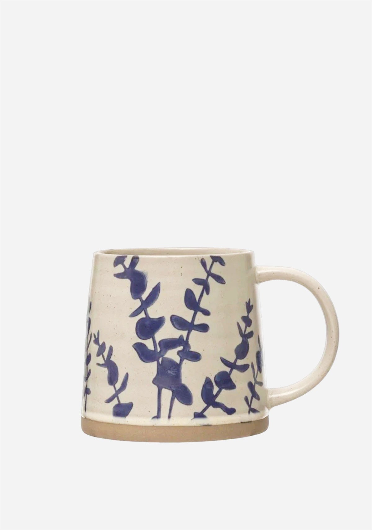 Hand Stamped Stoneware Mug w Botanicals Creative Co-op