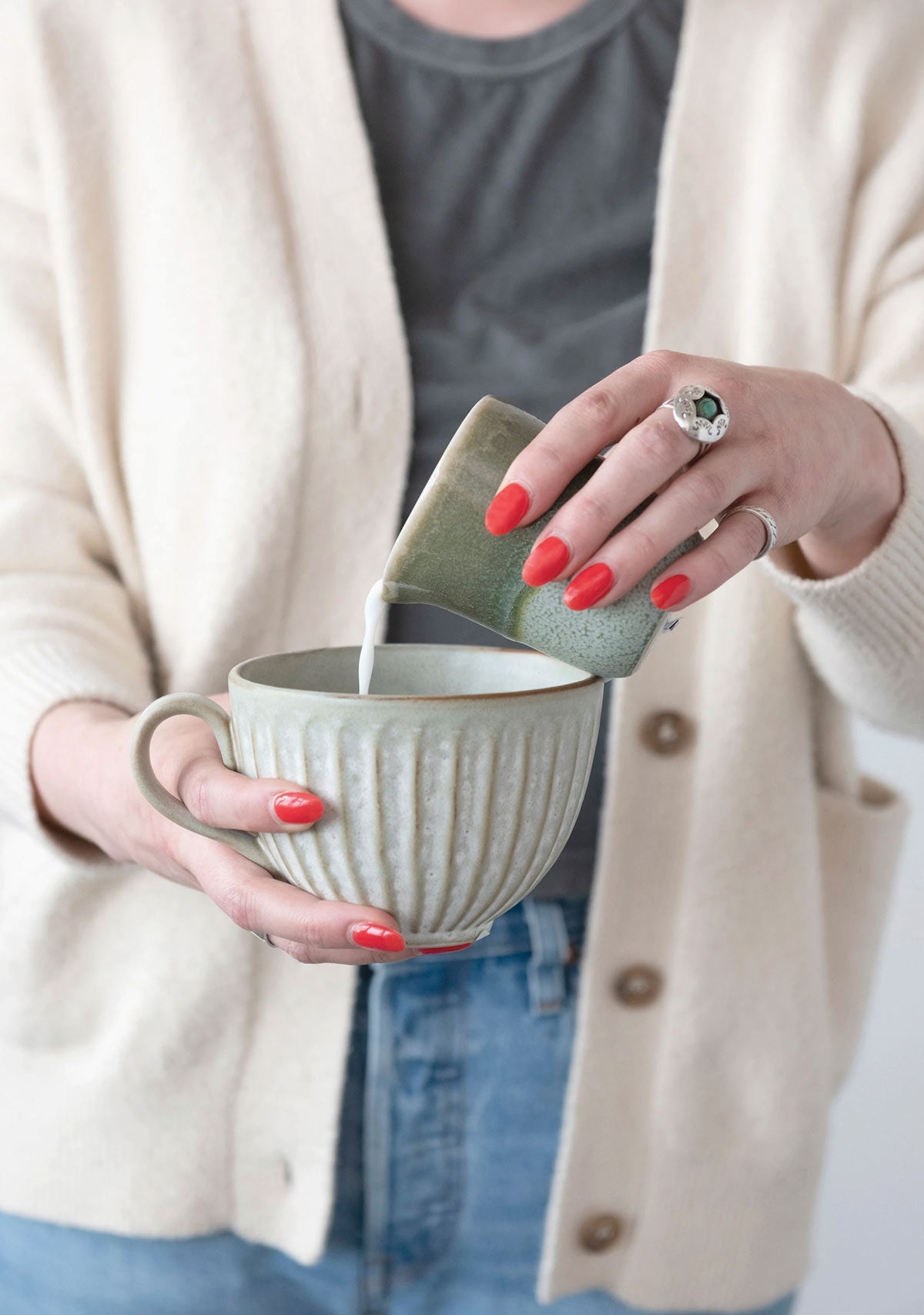 6 oz. Stoneware Creamer Reactive Glaze Creative Co-op