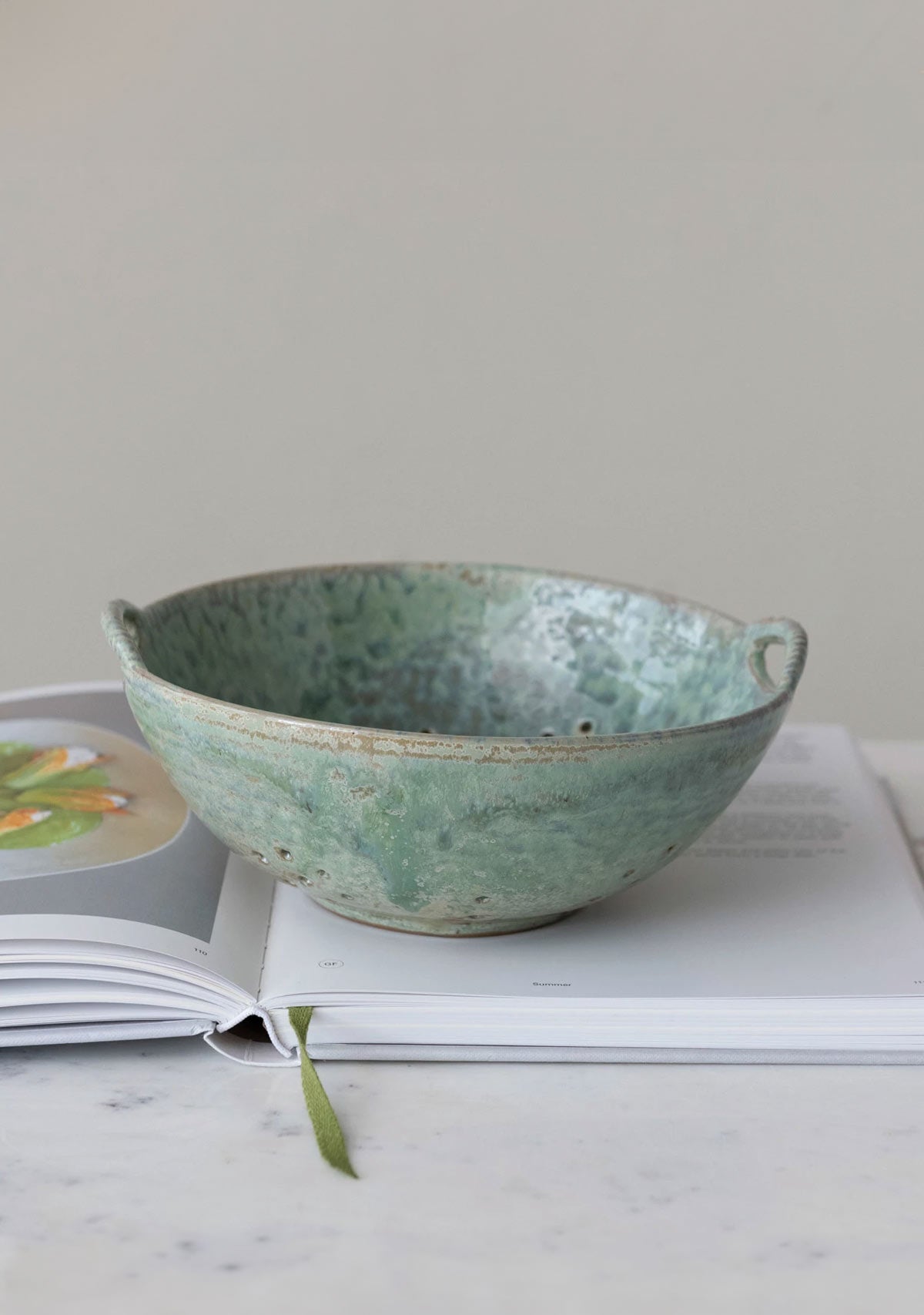 Stoneware Berry Bowl With Handles Aqua Creative Co-op