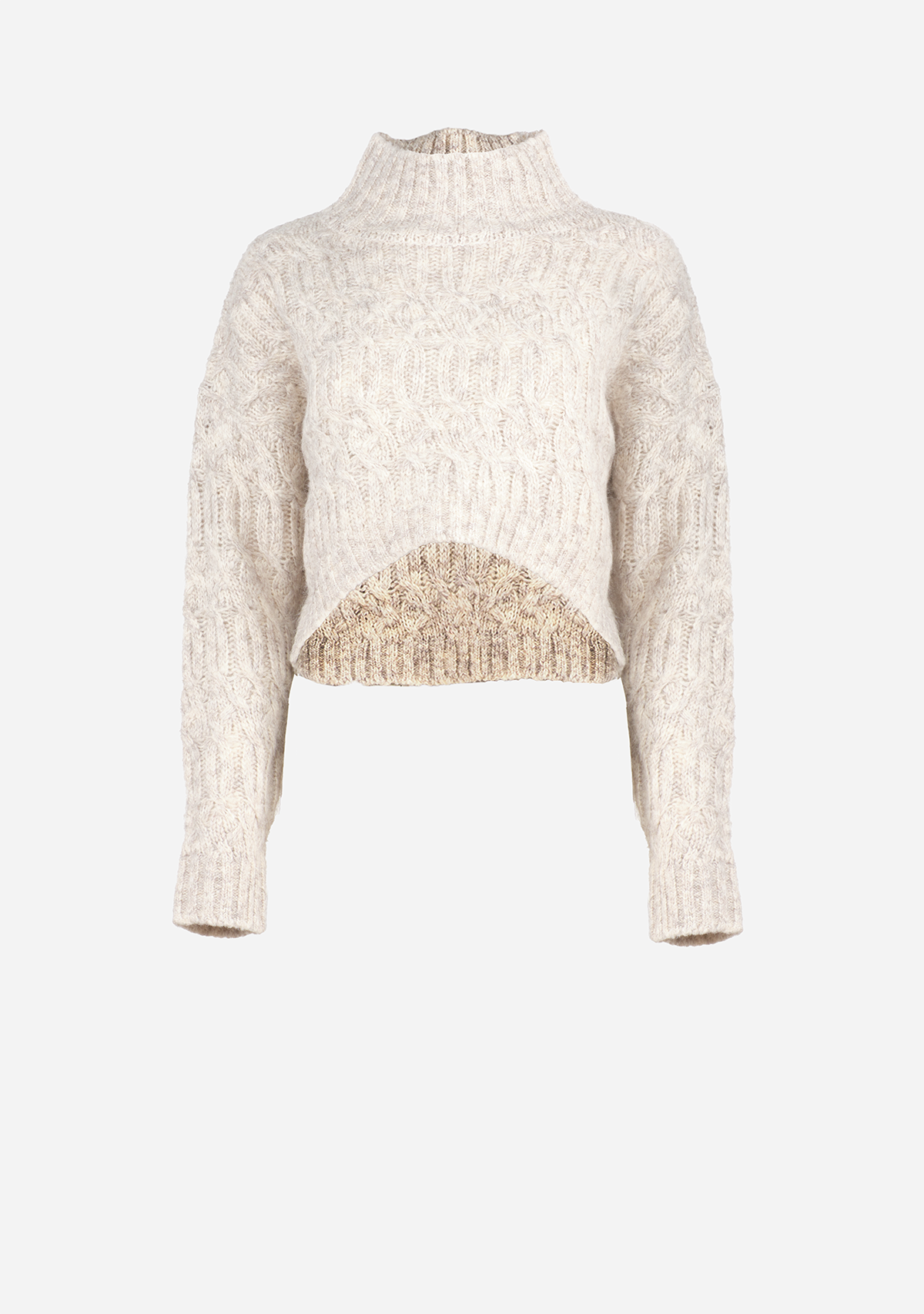 Lena Mohair Blend Cropped Sweater White Melange Small at The Latest Scoop