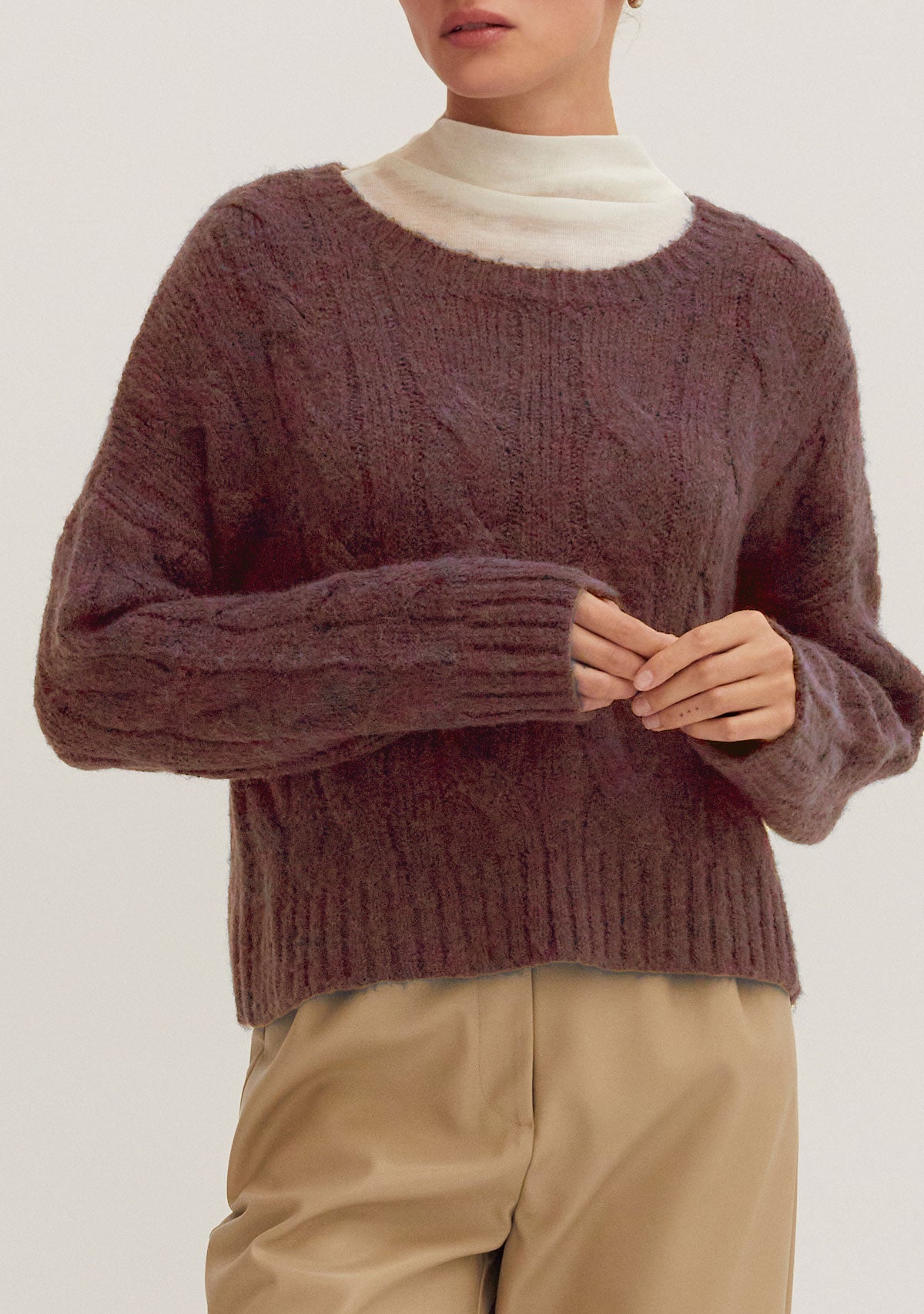 Carol Chunky Cable Knit Sweater Espresso