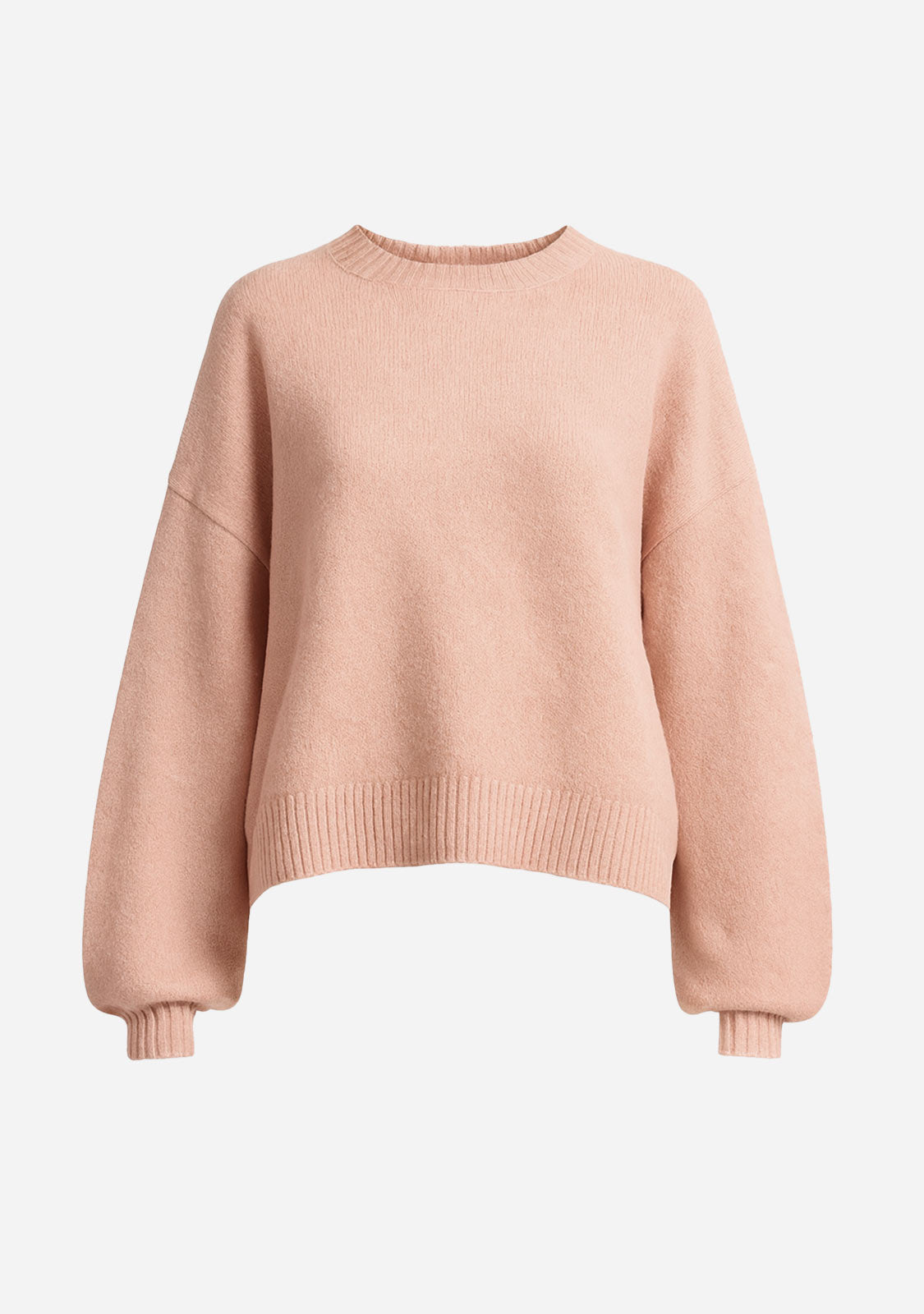 Josie Ballon Sleeve Crewneck Sweater Pink