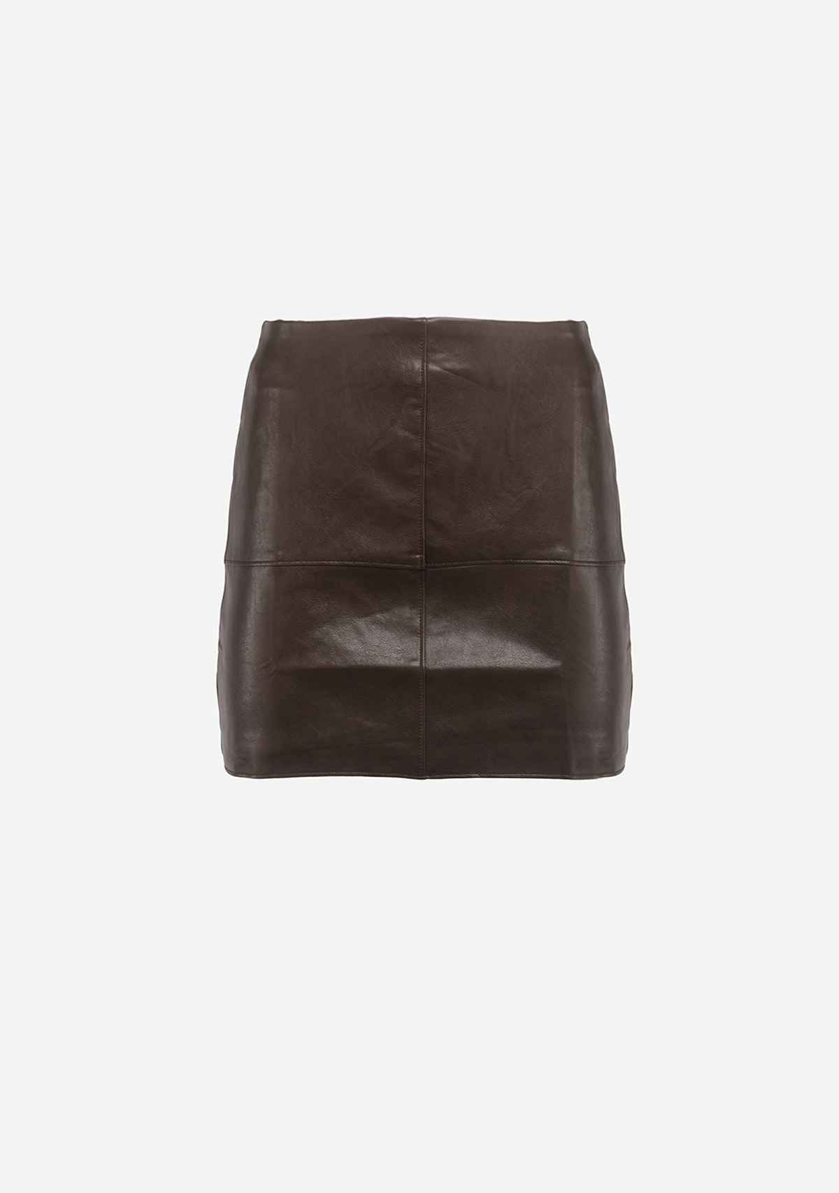Vianna Vegan Leather Column Mini Skirt Espresso