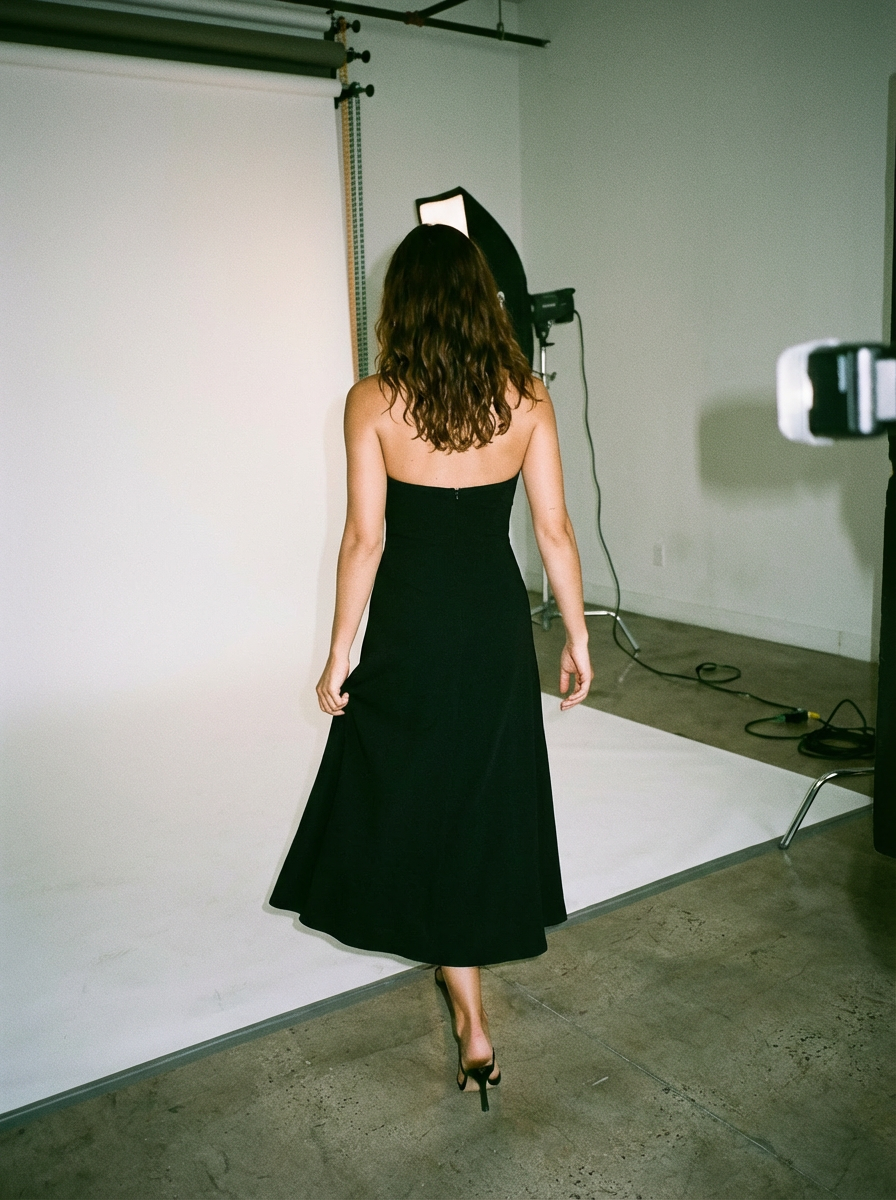 Cross Halter Midi Dress Black