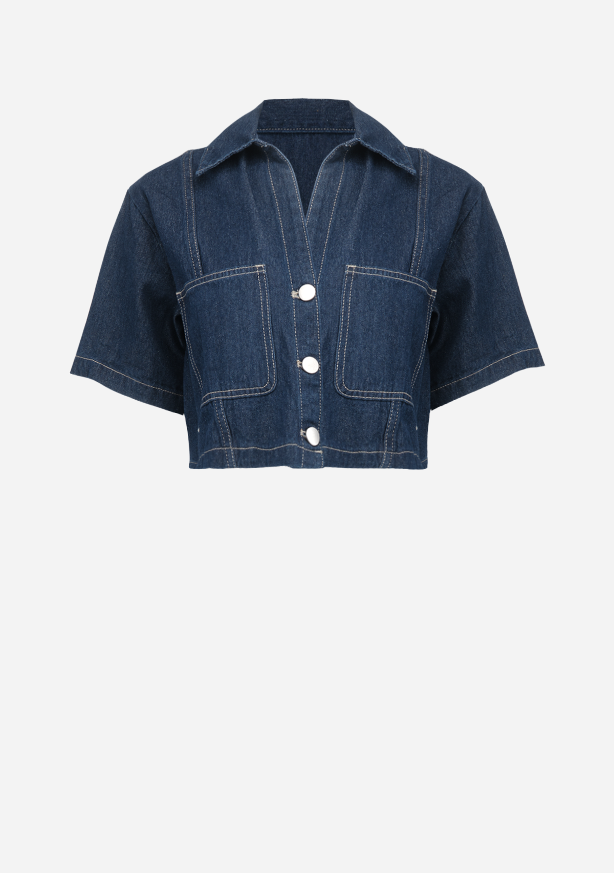 Short Denim Shirt Dark Denim The Latest Scoop