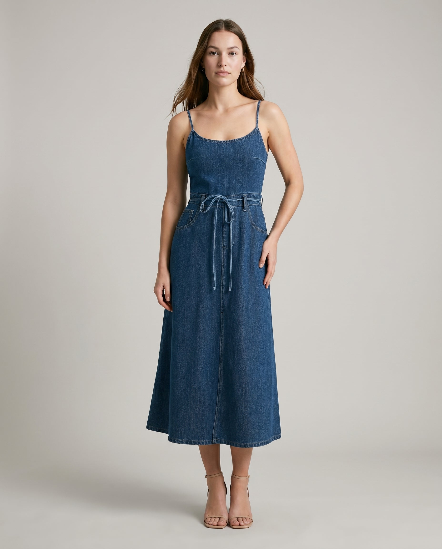Denim Midi Dress Denim Blue