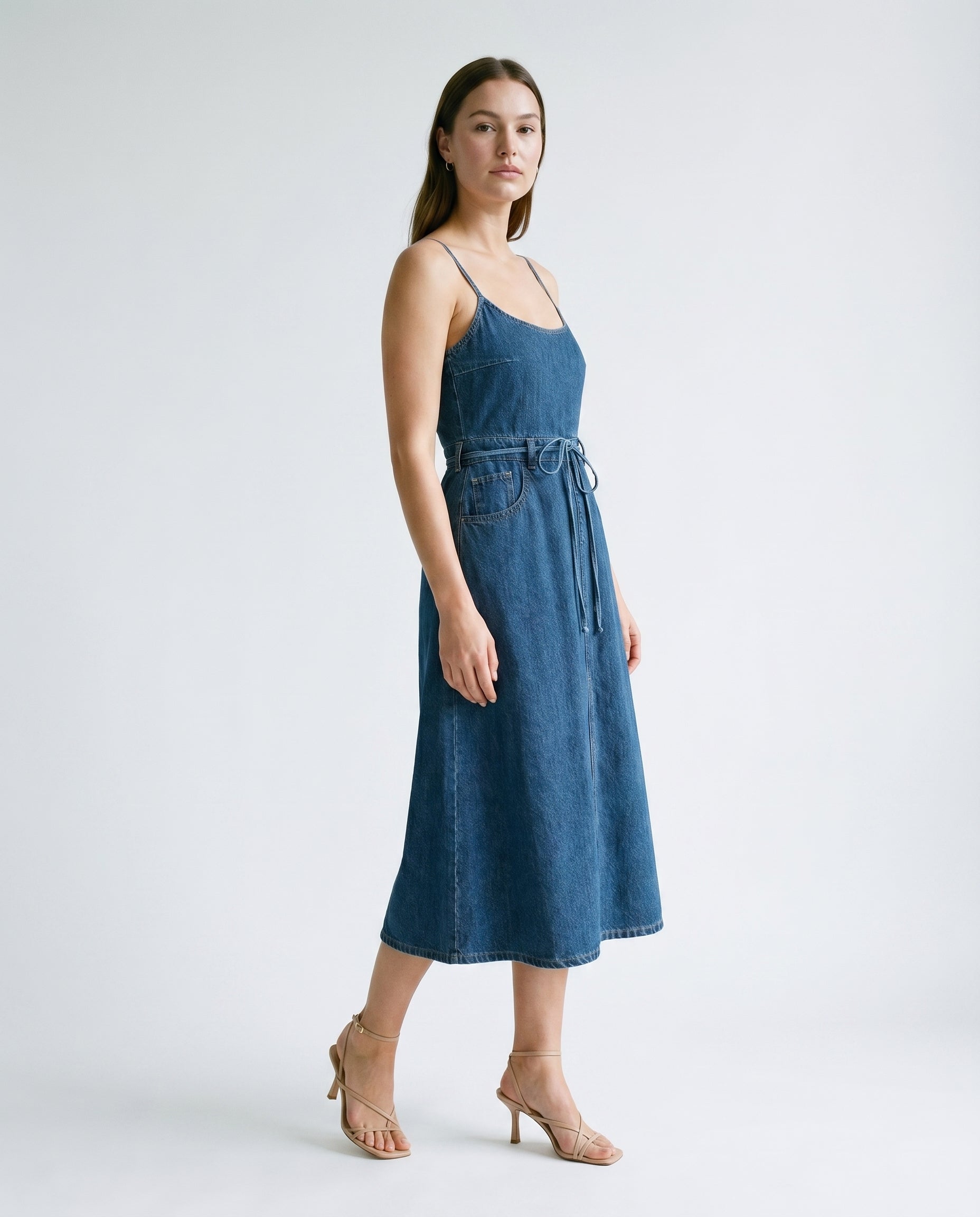 Denim Midi Dress Denim Blue