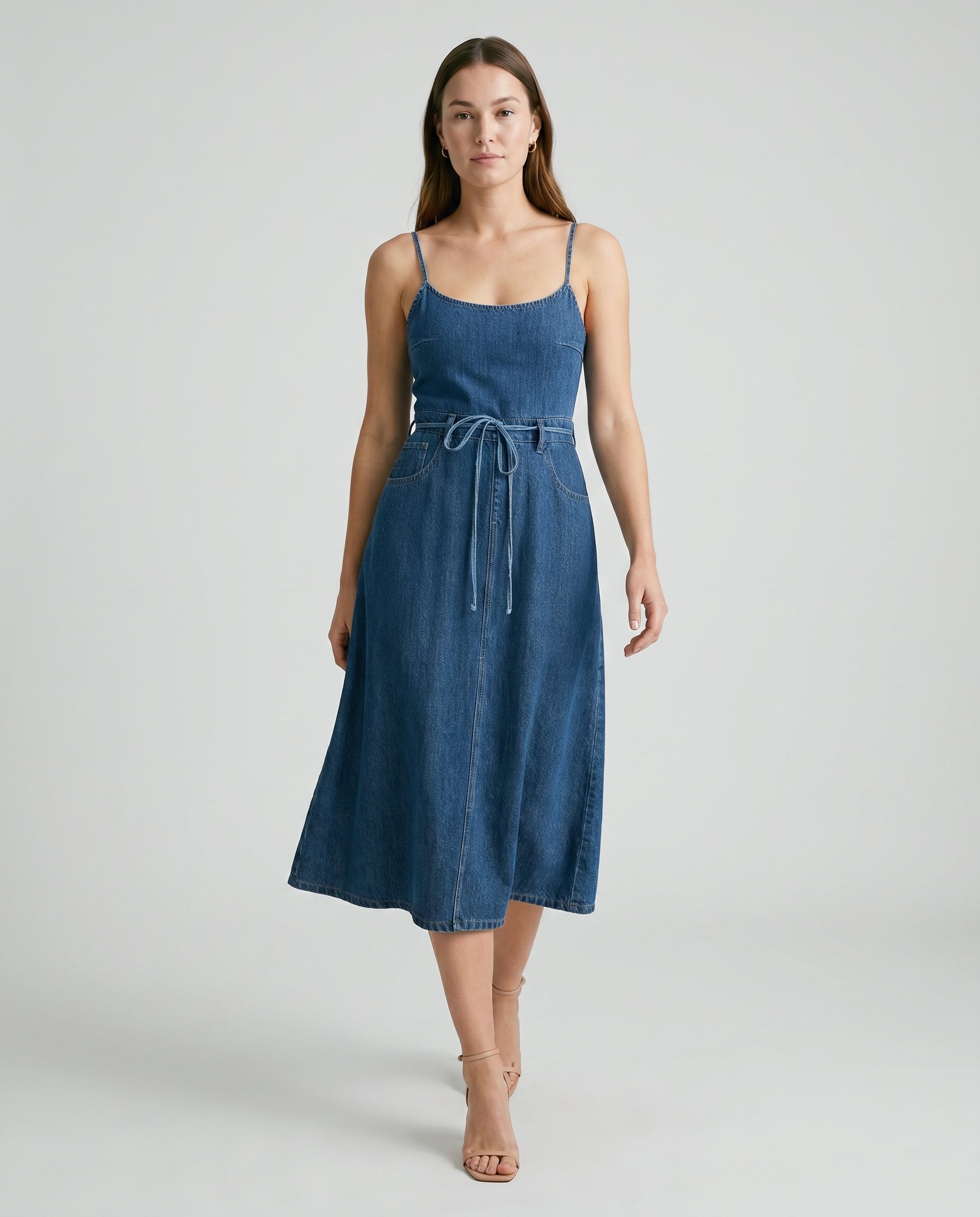 Denim Midi Dress Denim Blue