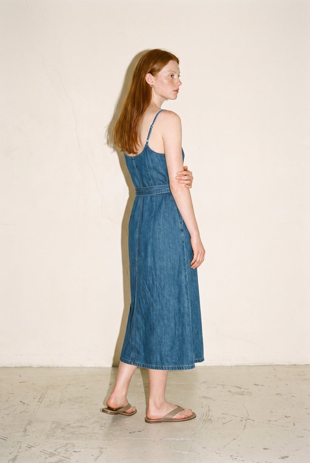 Denim Midi Dress Denim Blue Molly Bracken