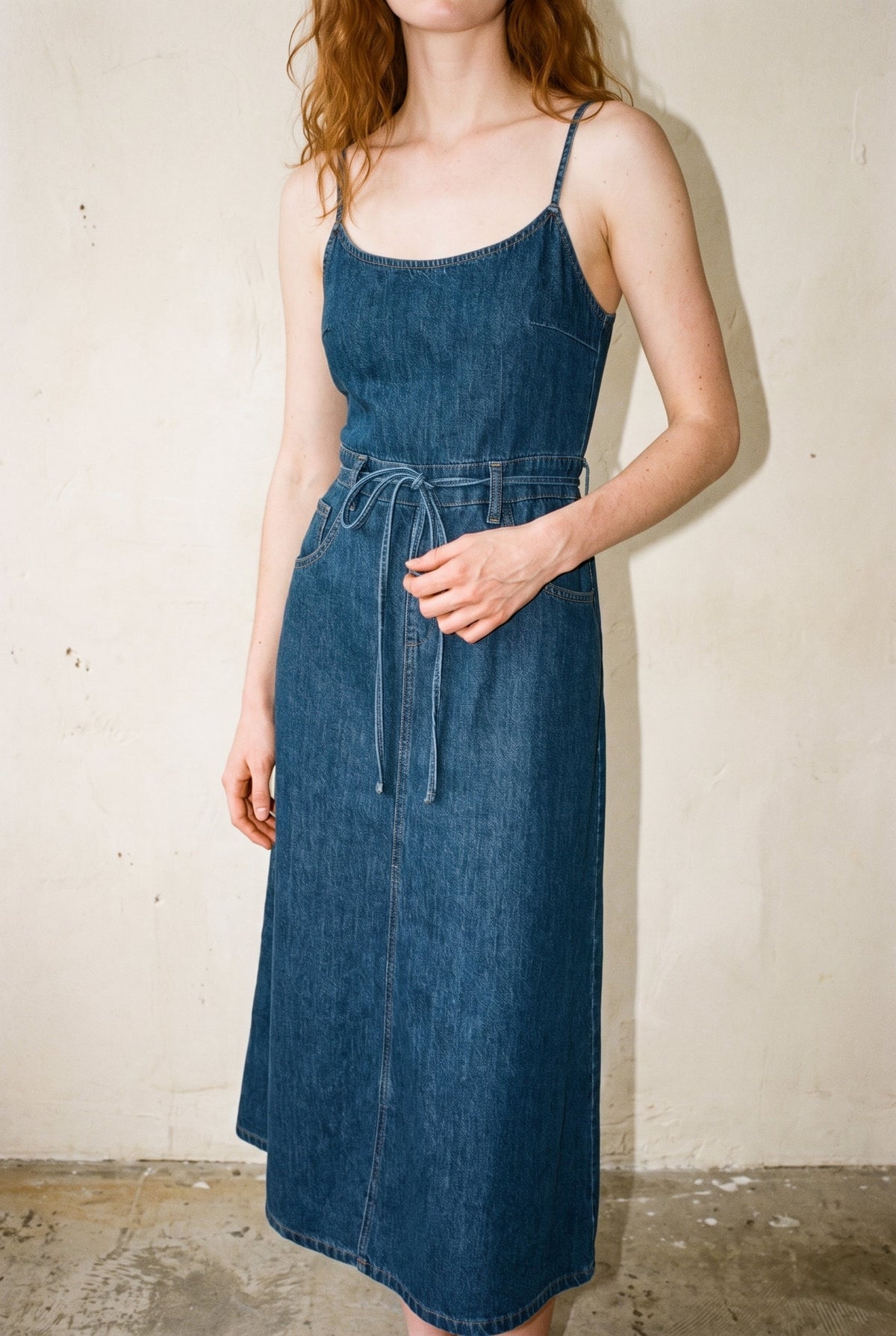 Denim Midi Dress Denim Blue Molly Bracken