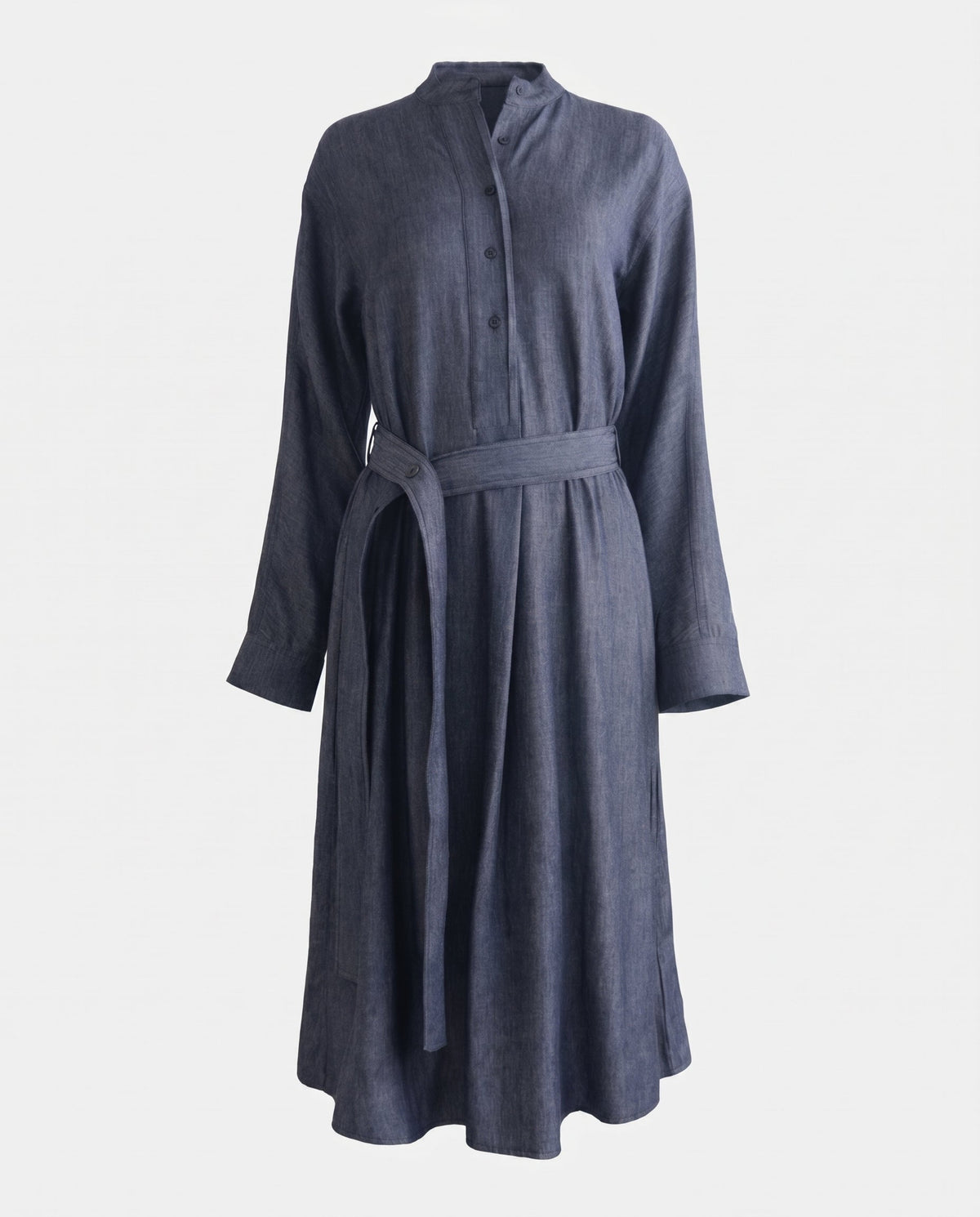 Belted Shirt Midi Dress Denim Blue 12 Rue Collette