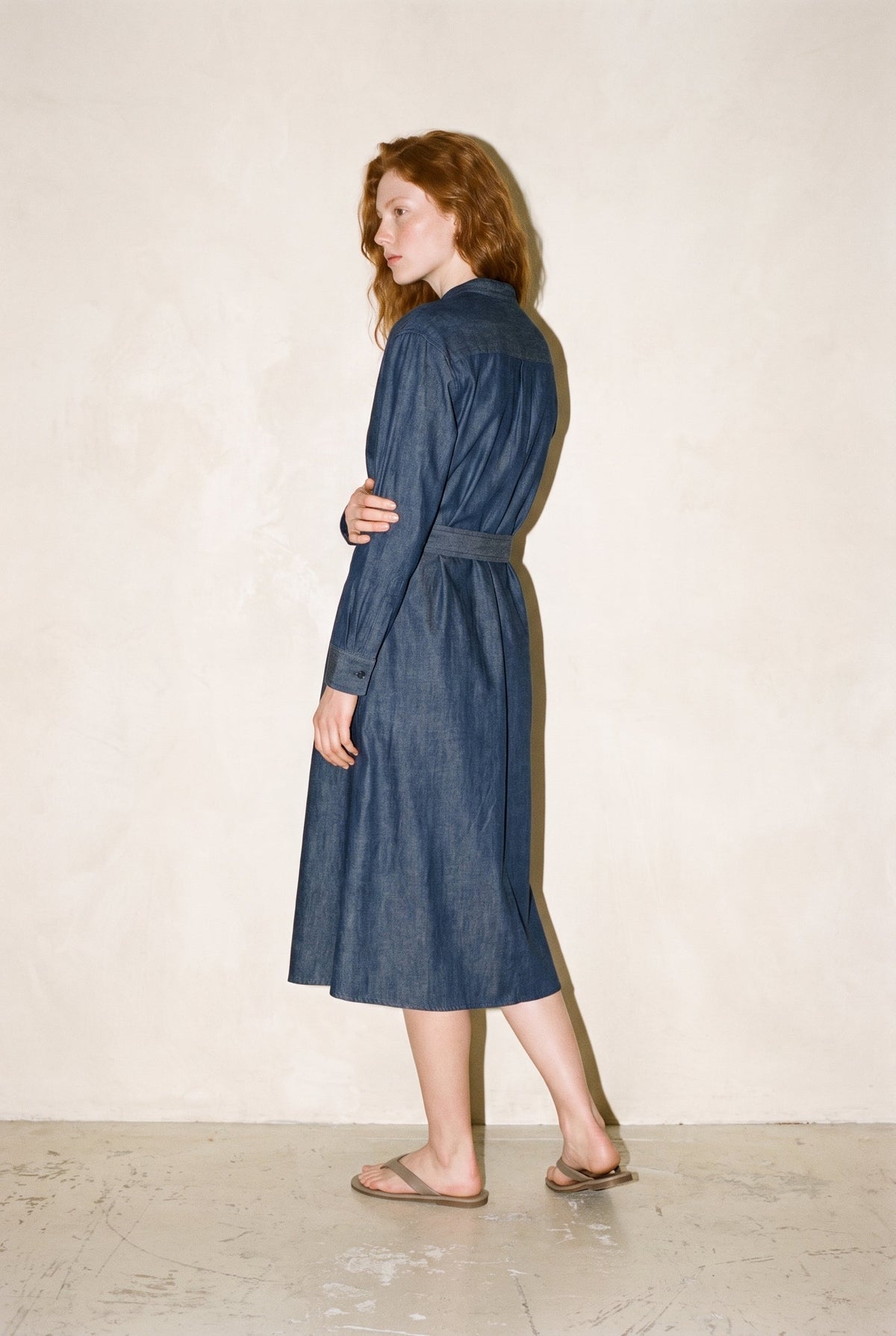 Belted Shirt Midi Dress Denim Blue 12 Rue Collette