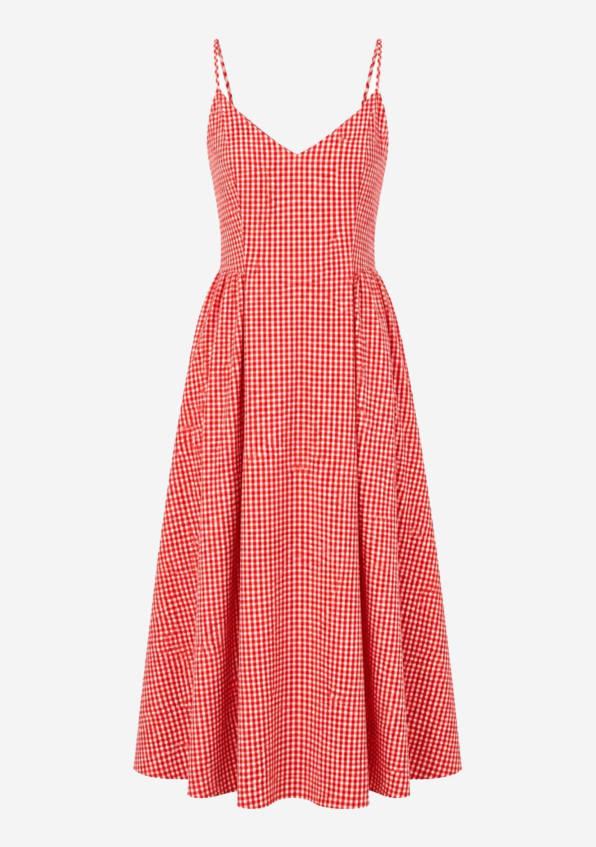 Capri Lines Gathered Hip Midi Dress Red/White Dress Forum Inc.