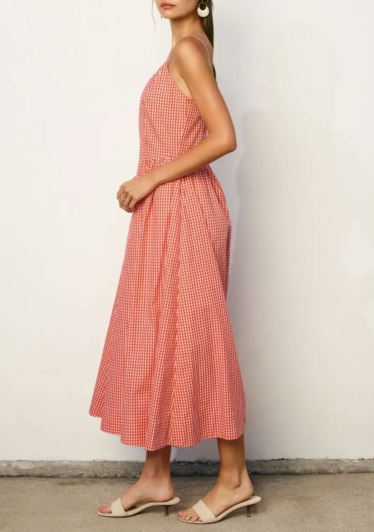 Capri Lines Gathered Hip Midi Dress Red/White Dress Forum Inc.