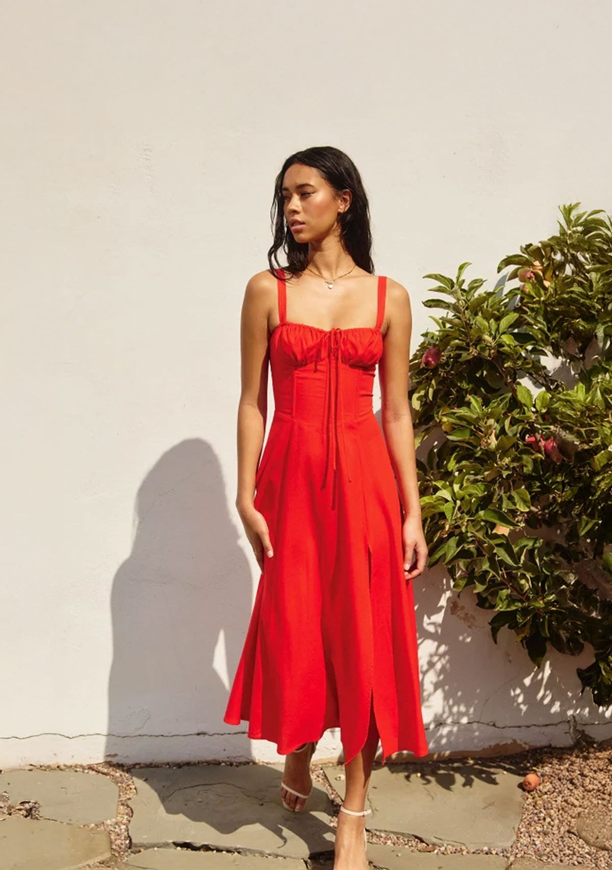 Robe corsetée Heaven Sent, bustier cœur, rouge