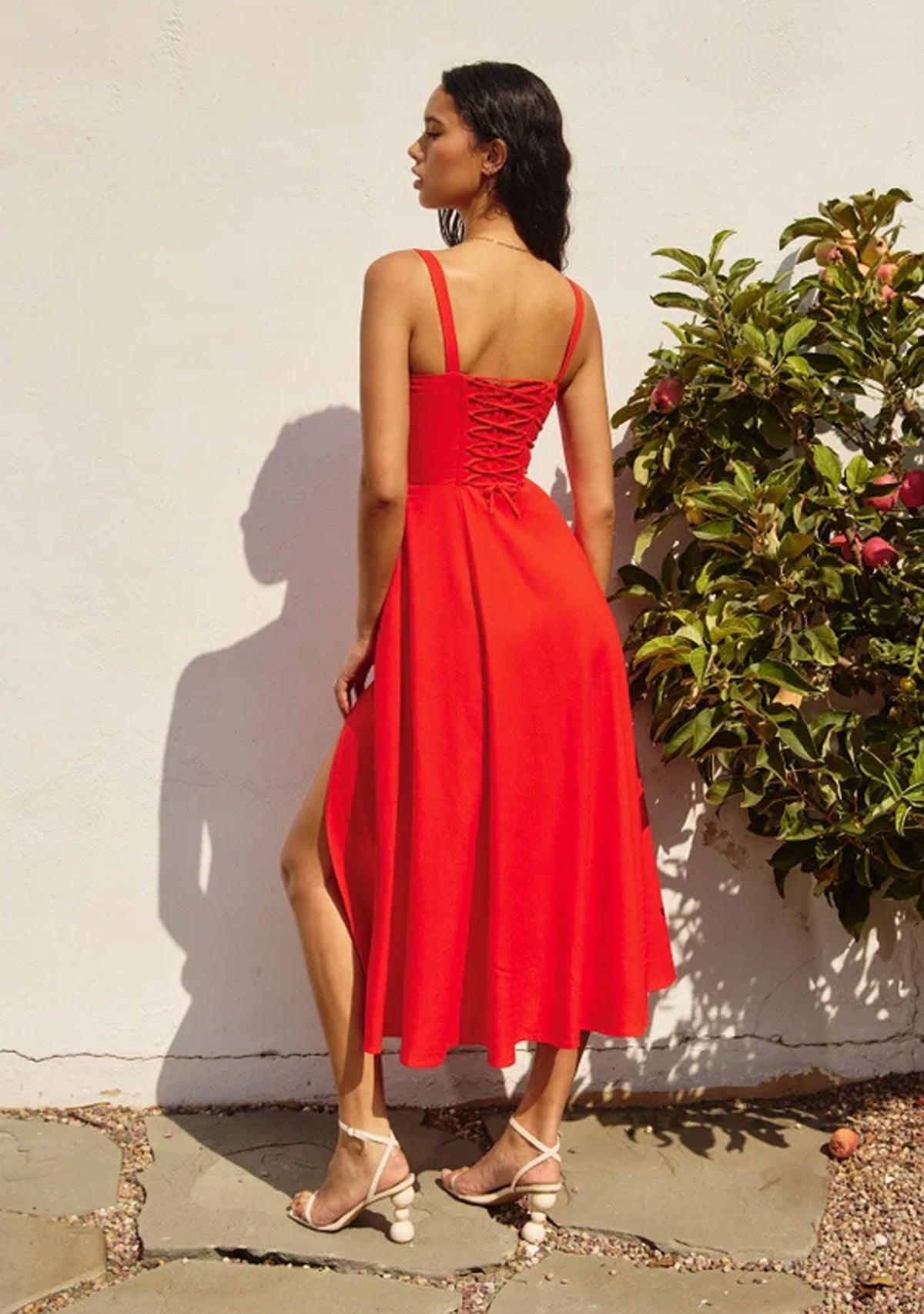 Robe corsetée Heaven Sent, bustier cœur, rouge