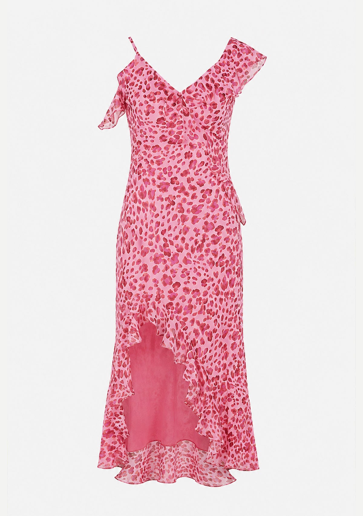 Animal Asymmetrical Ruffled Maxi Dress LOVE POTION
