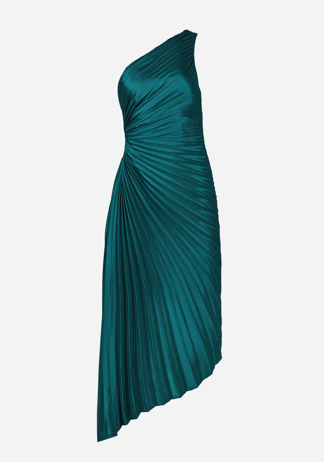 Olympia Asymmetrical Pleated Maxi Dress