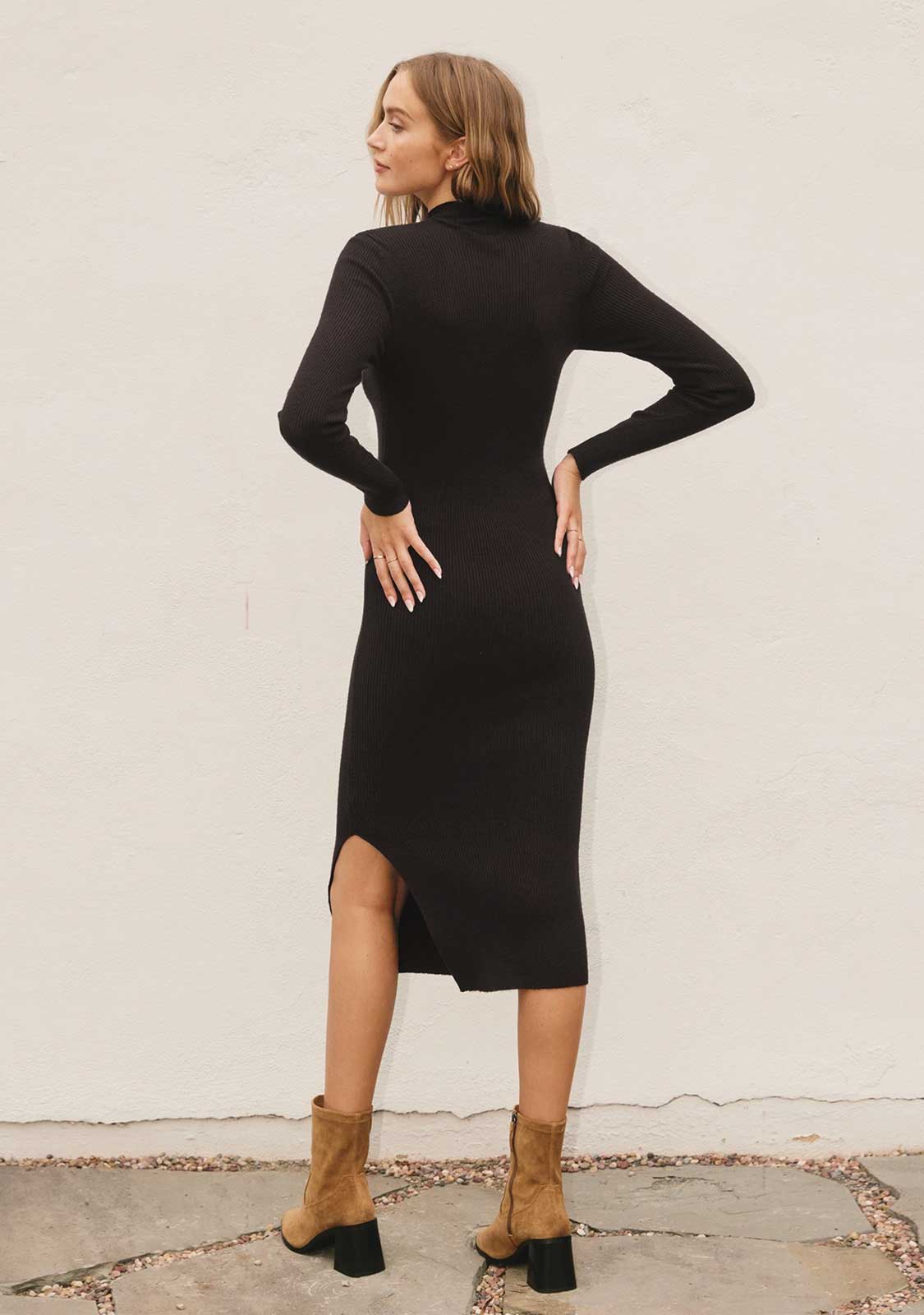 Bodycon Mock Neck Midi Dress