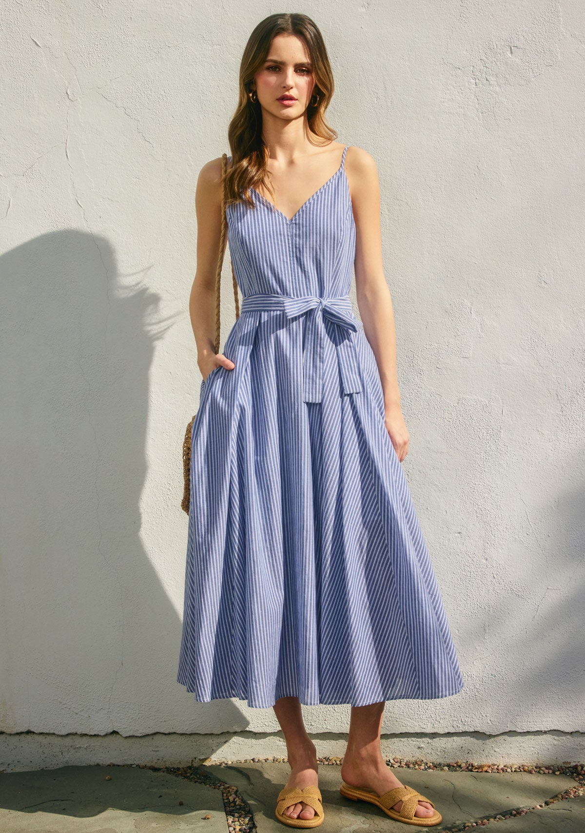 Dress Midi/Maxi Sleeveless Woven Cotton
