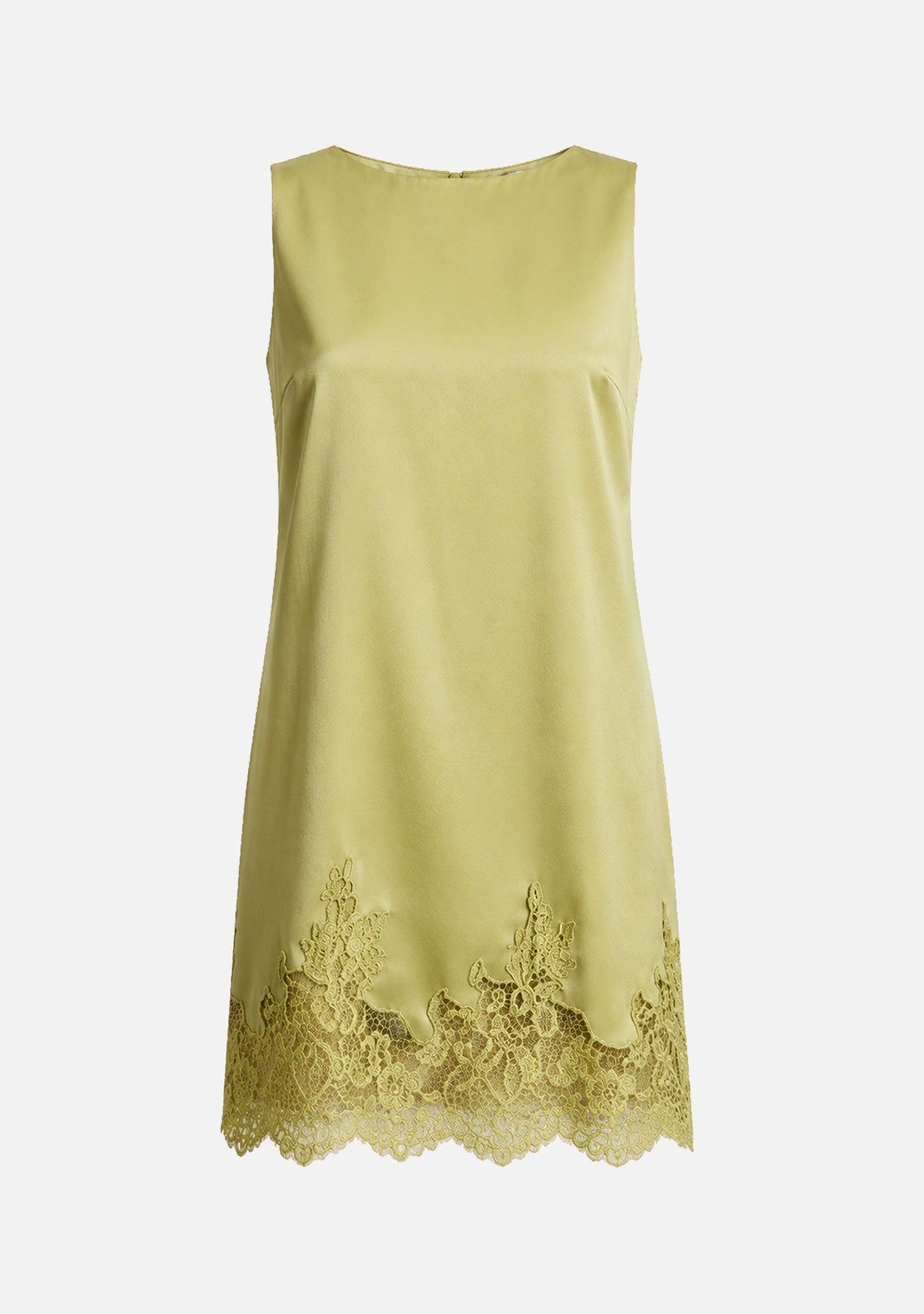 Lace Edge Detail Satin Shift Mini Dress Olive Edit By Nine