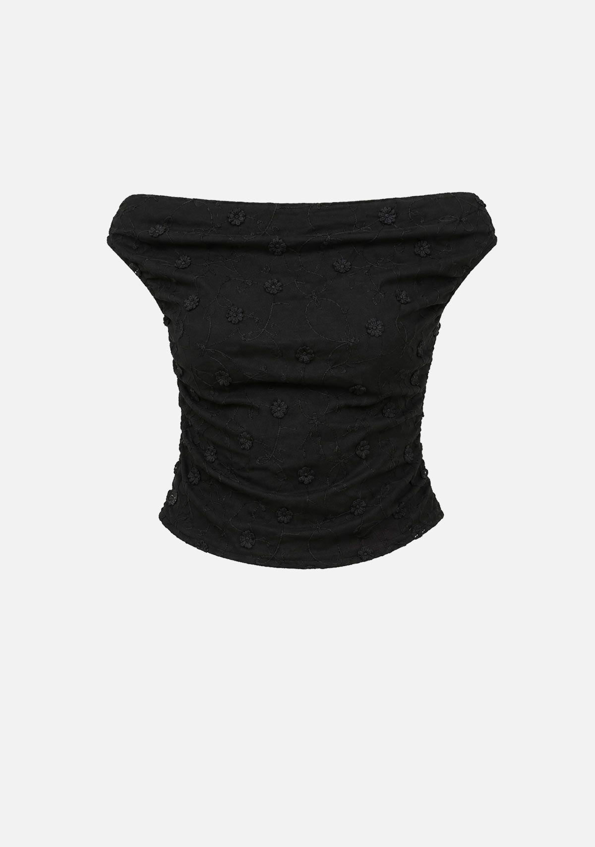 Off Shoulder Ruched Textured Knit Top Black Edit By Nine
