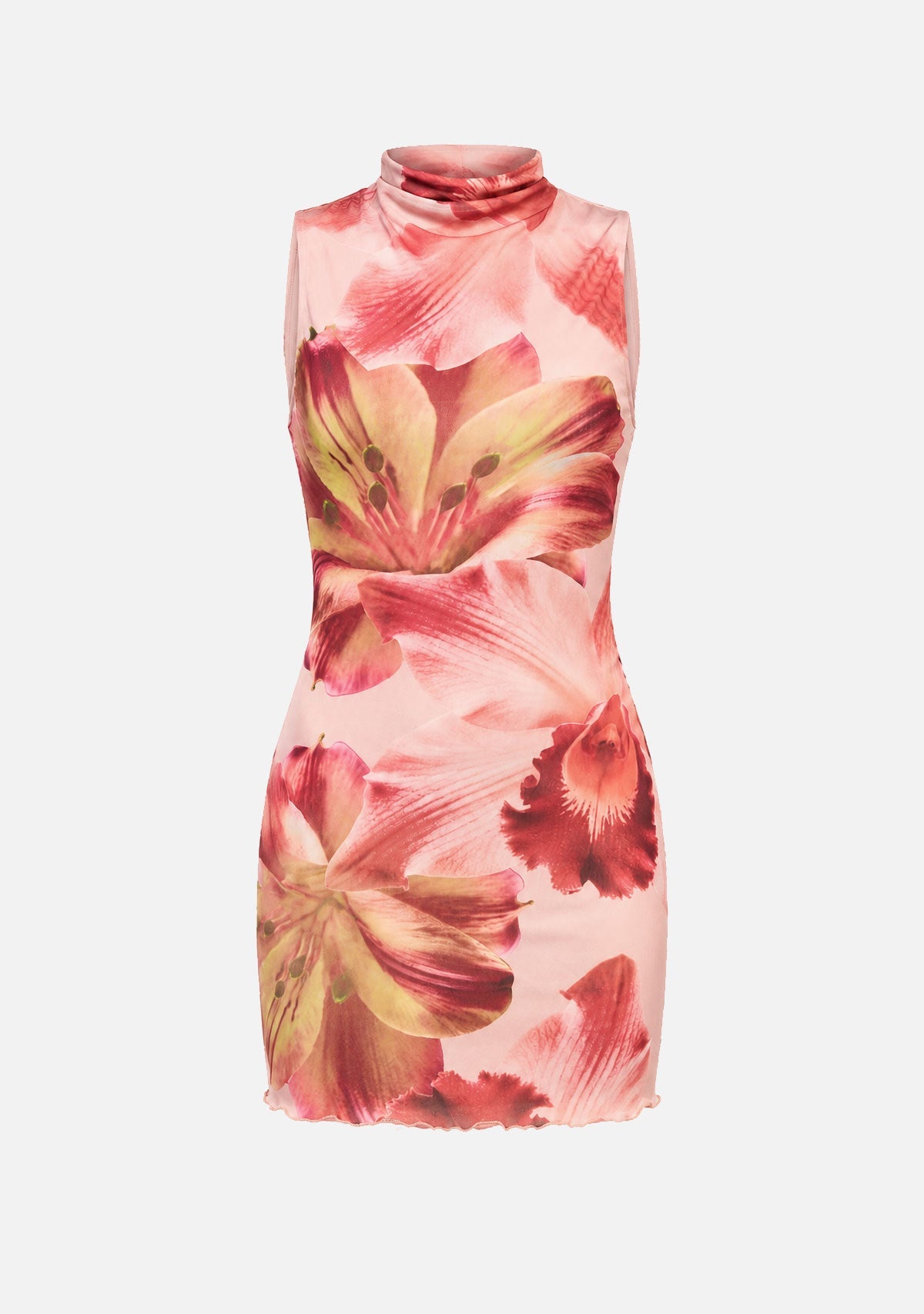 Mini Mesh Sleeveless Dress Pink Coral Floral Emory Park