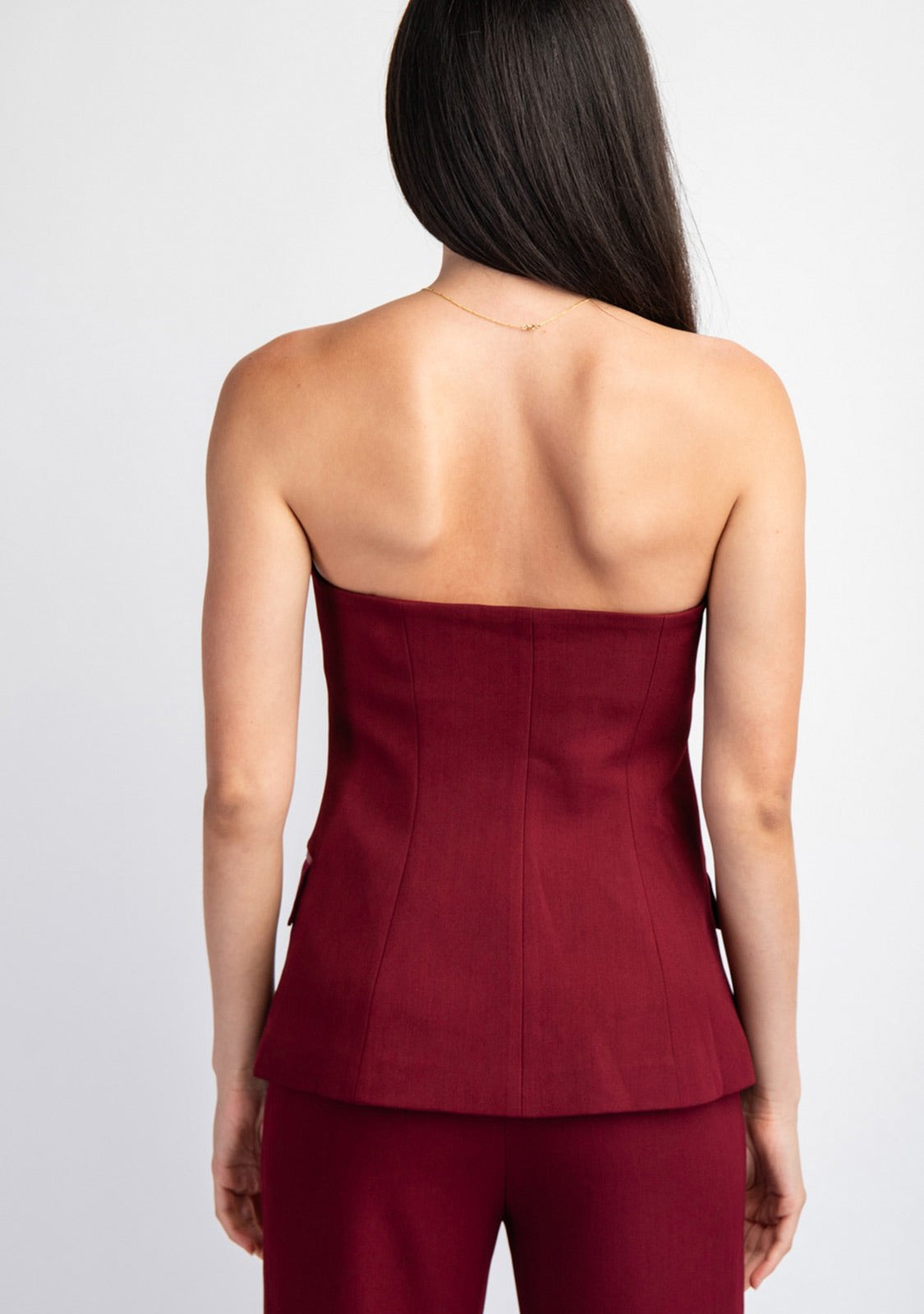 Sweetheart Woven Tailored Tube Top With Satin Contrast Insert